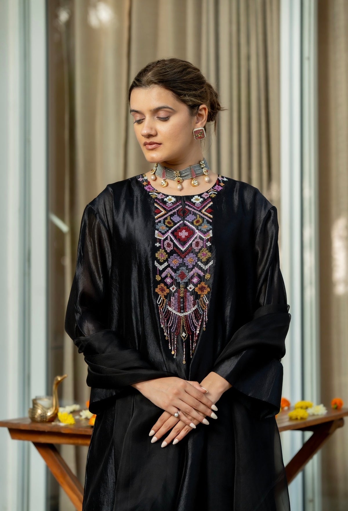 Ebony Black Kora Silk Set