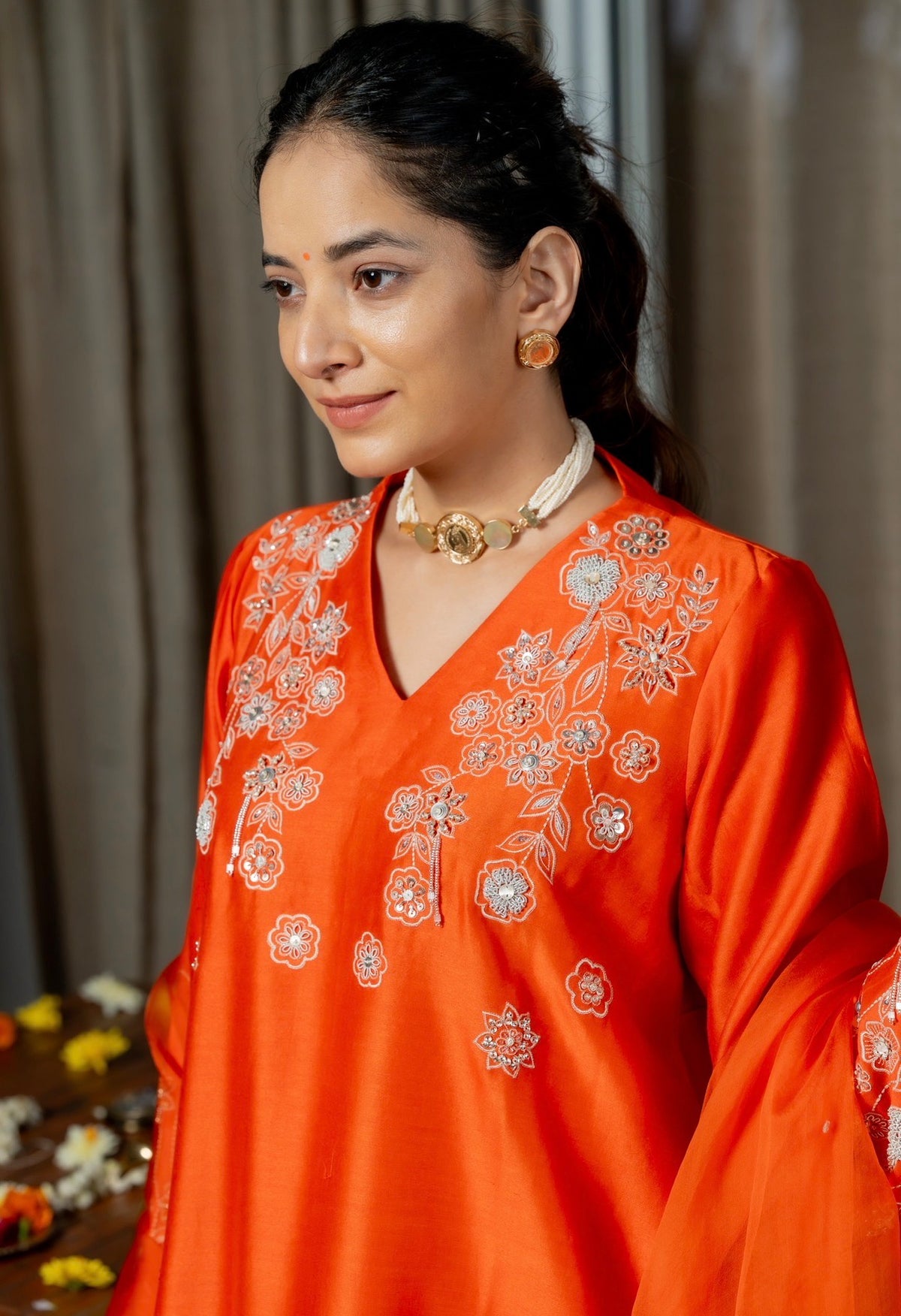 Tangerine Orange Kora Silk Set
