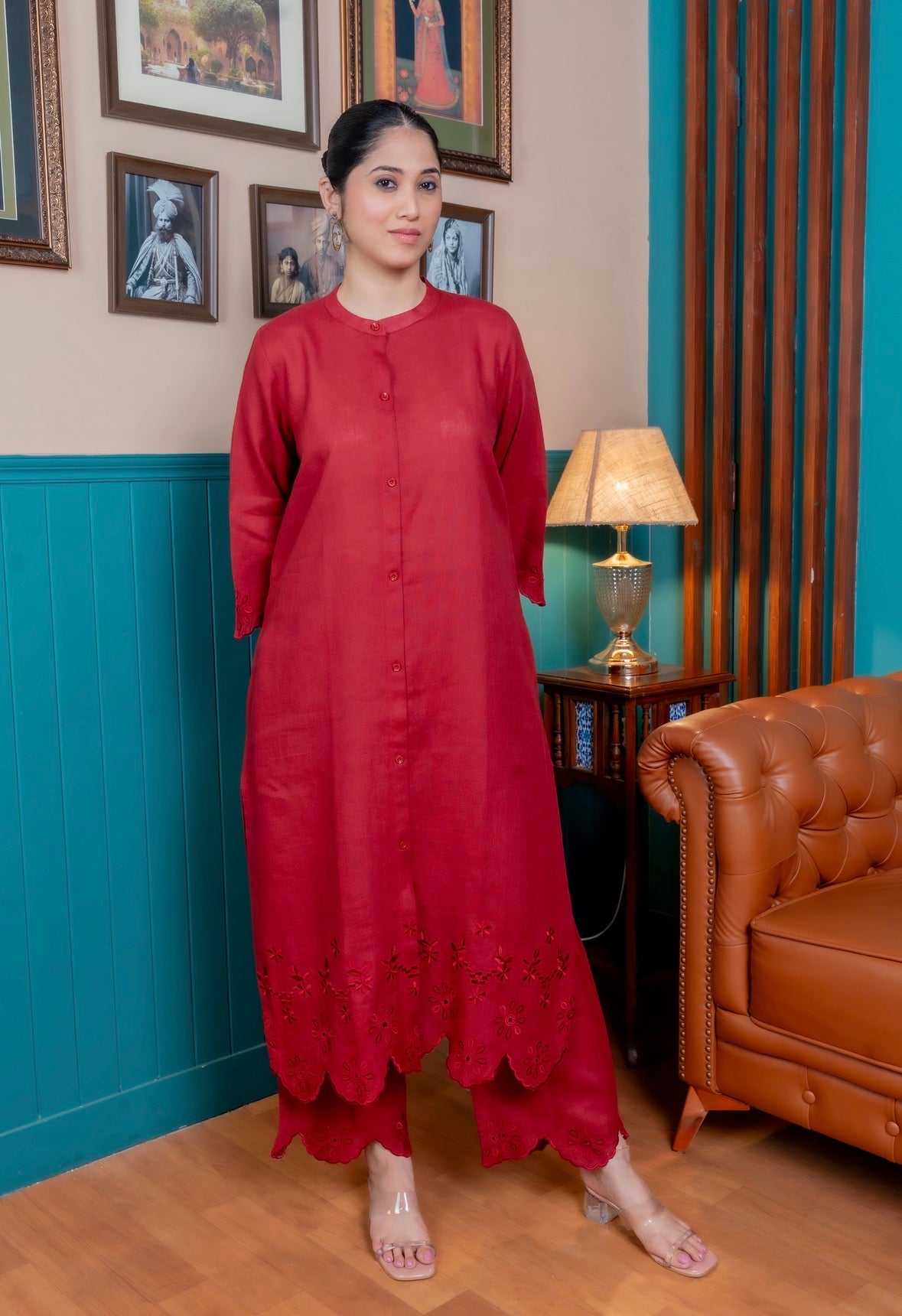 Rose Red Linen Pair