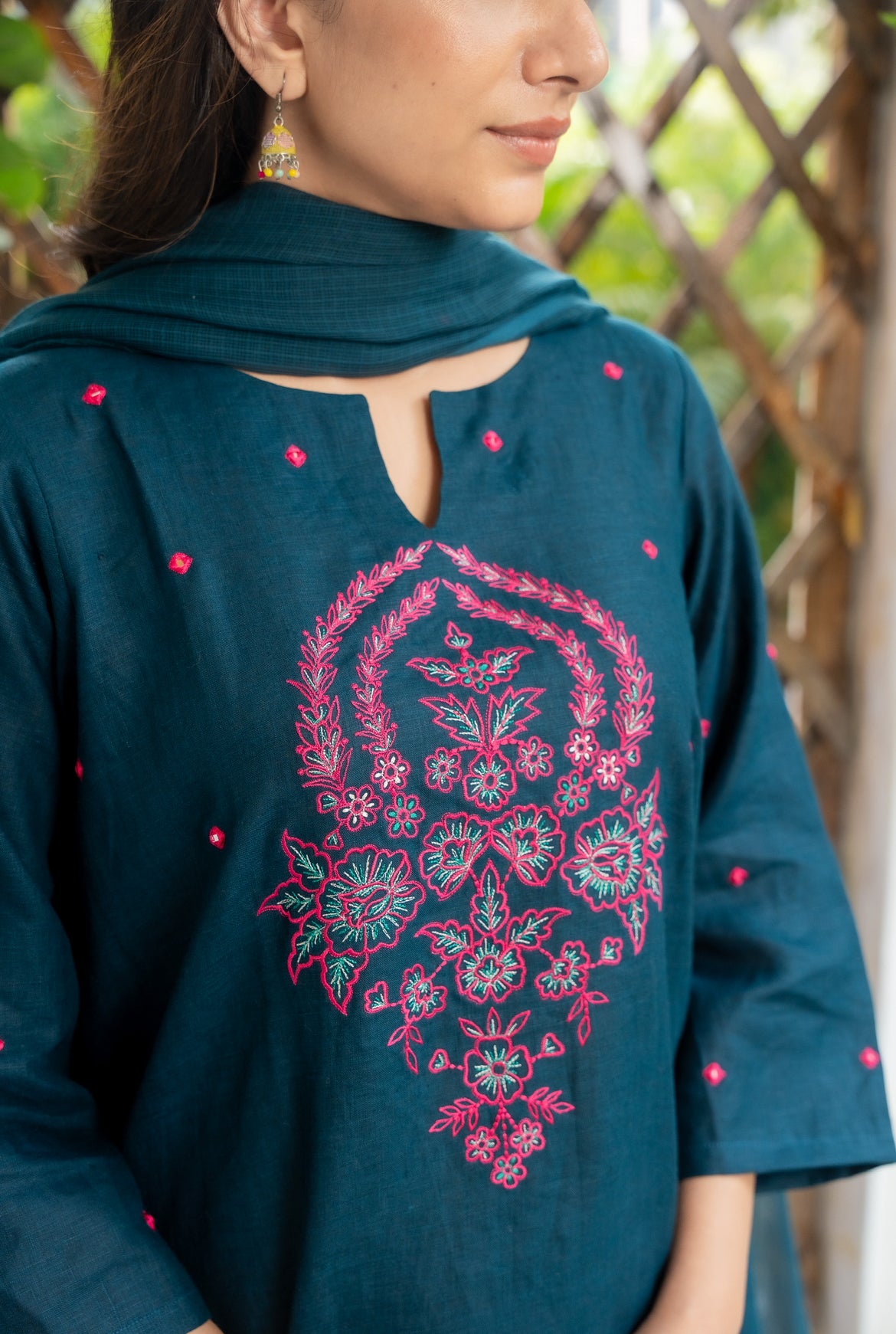 PEACOCK BLUE LINEN SET