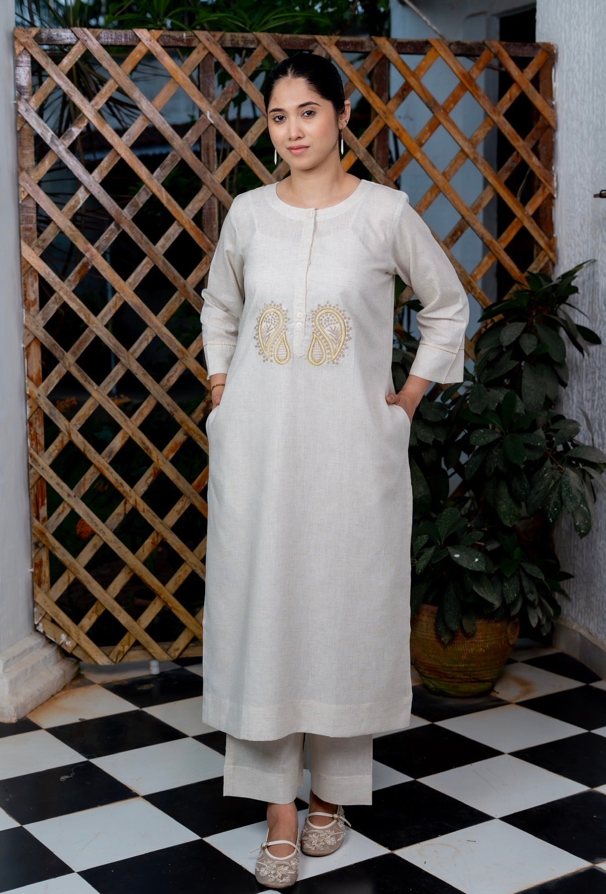 Bone Cream Kurta Set