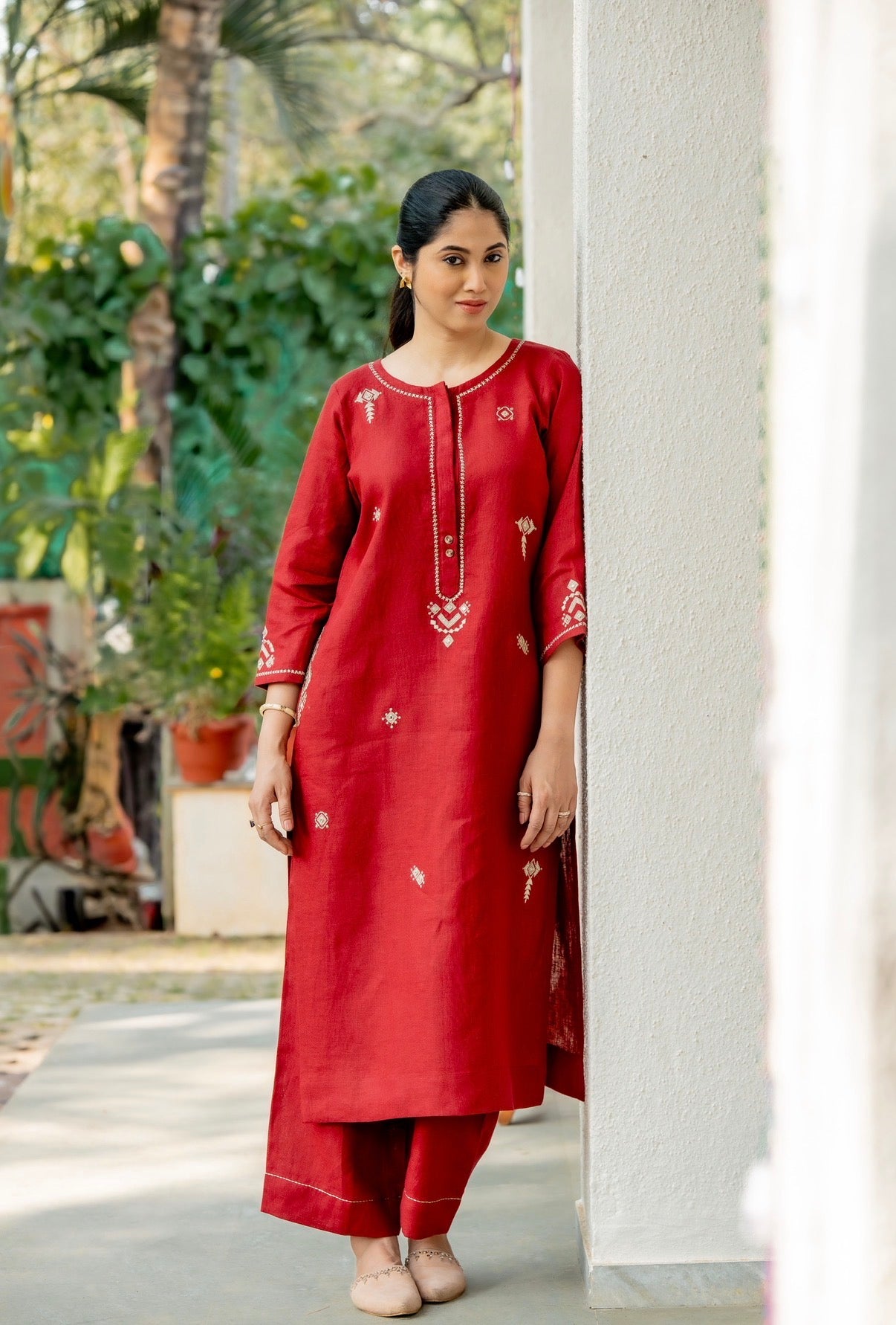Ruby Red Linen Pair