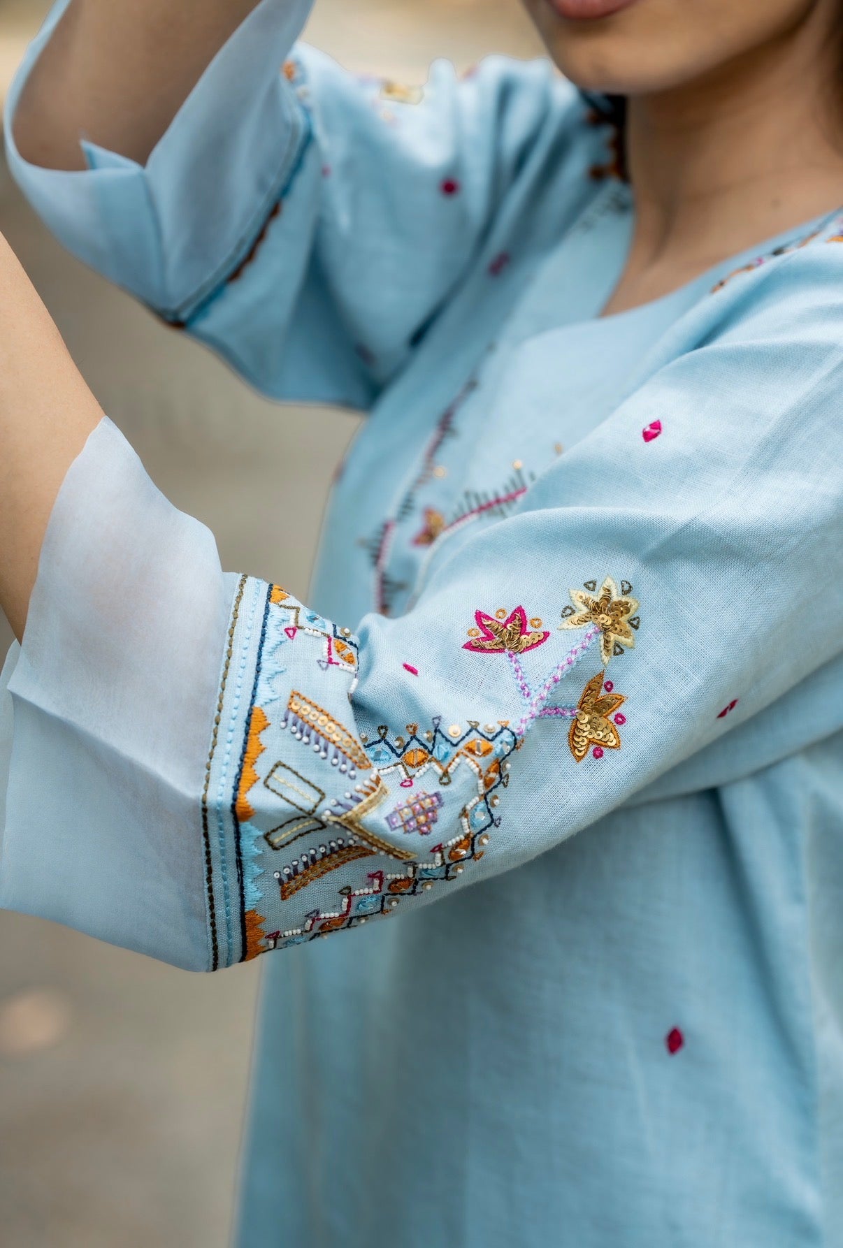 Blossom Blue Linen Set
