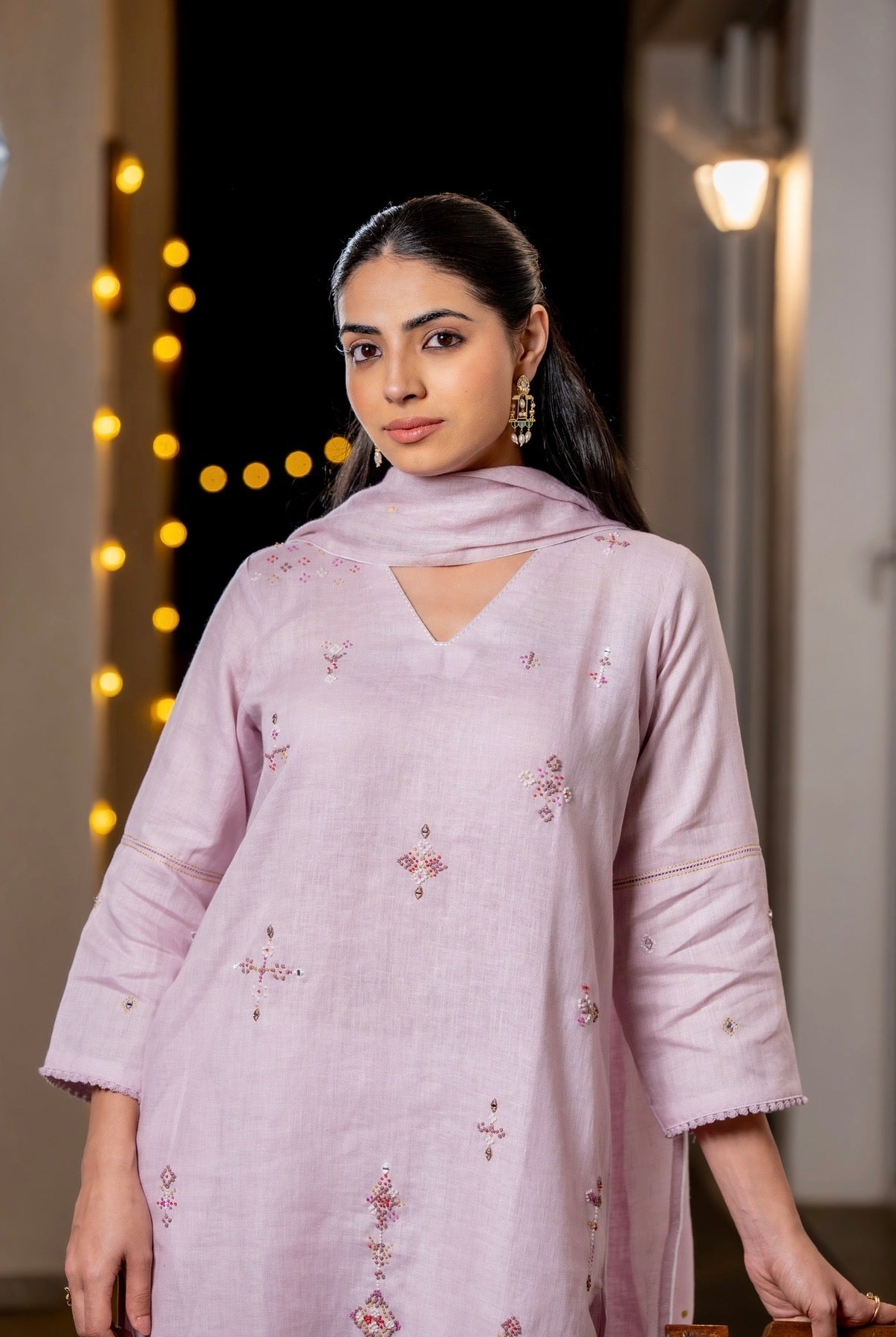 Glossy Lilac Linen Set