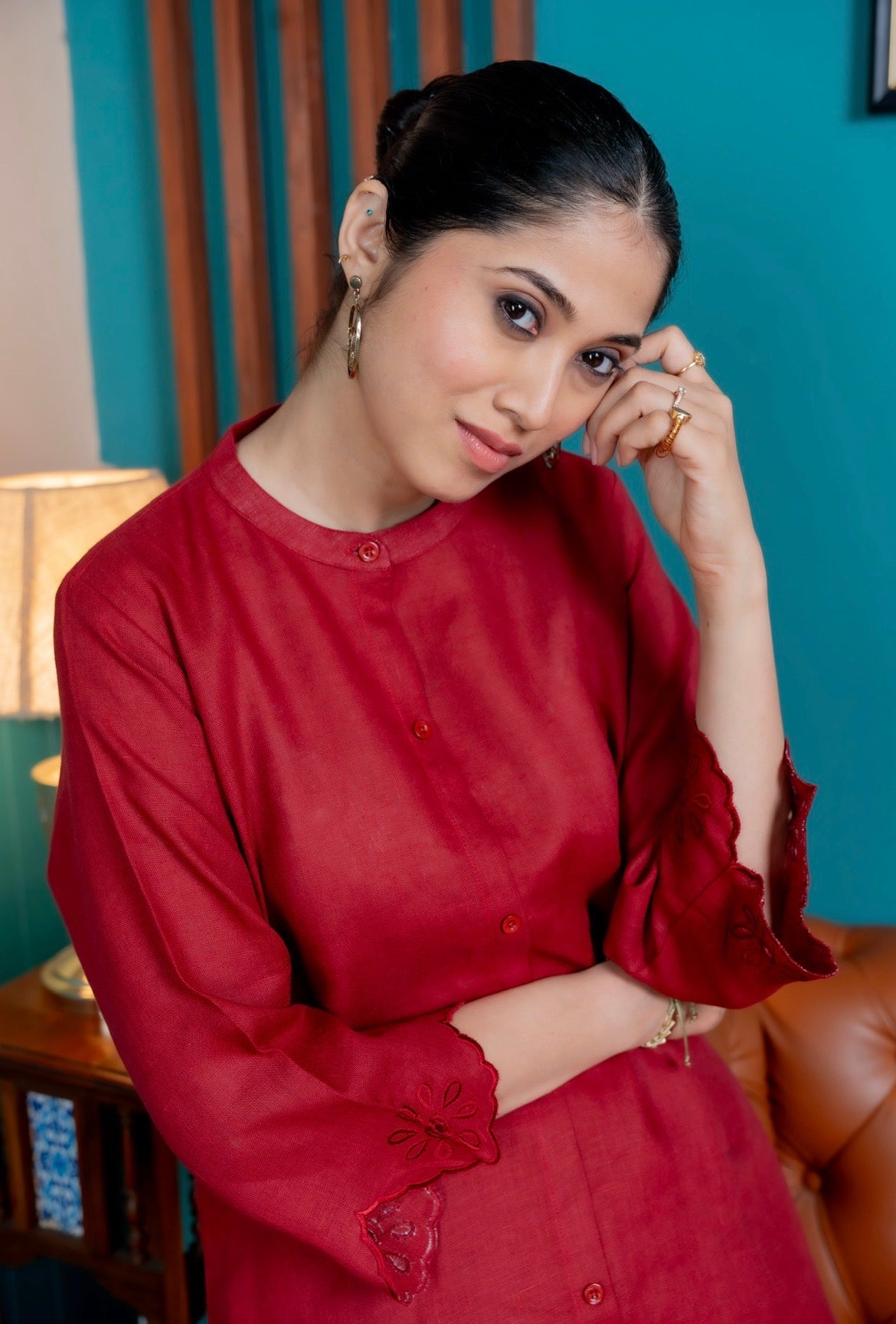Ruby Red Linen Pair