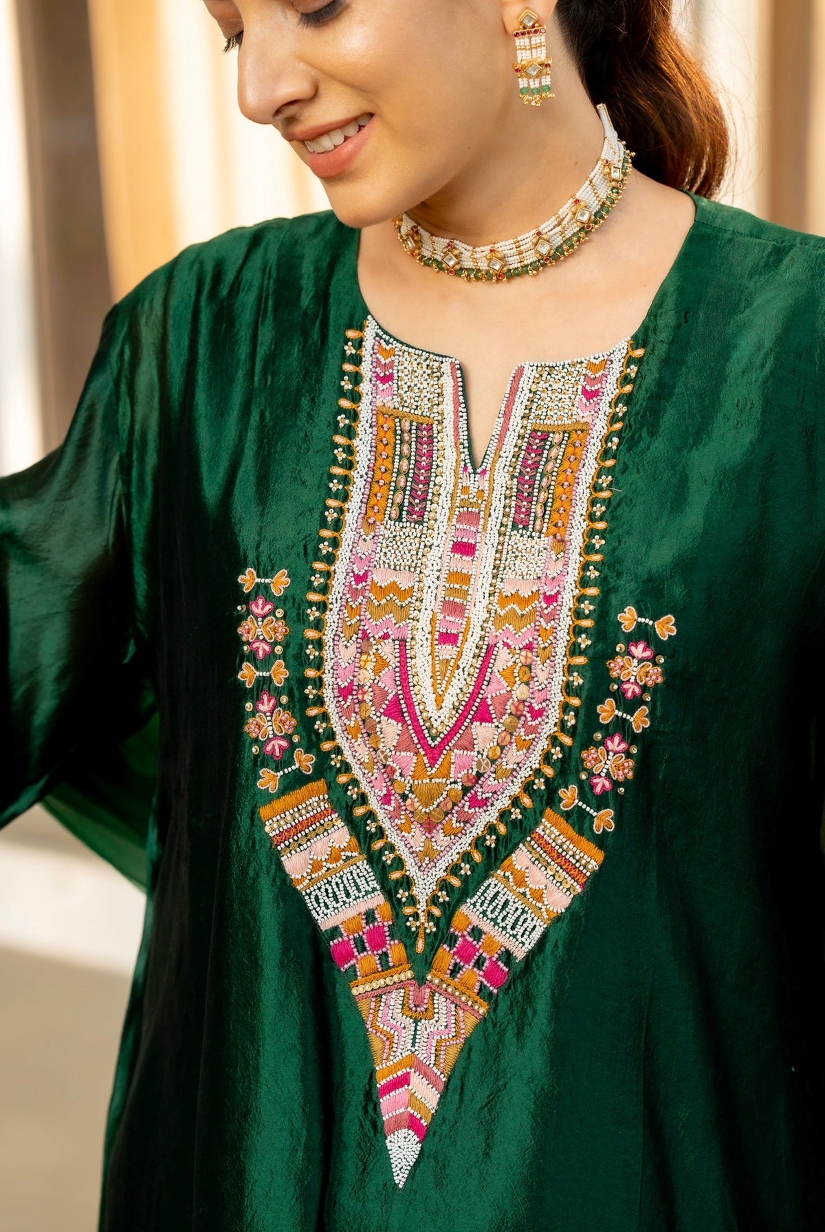 Phthalo Green Kora silk Set