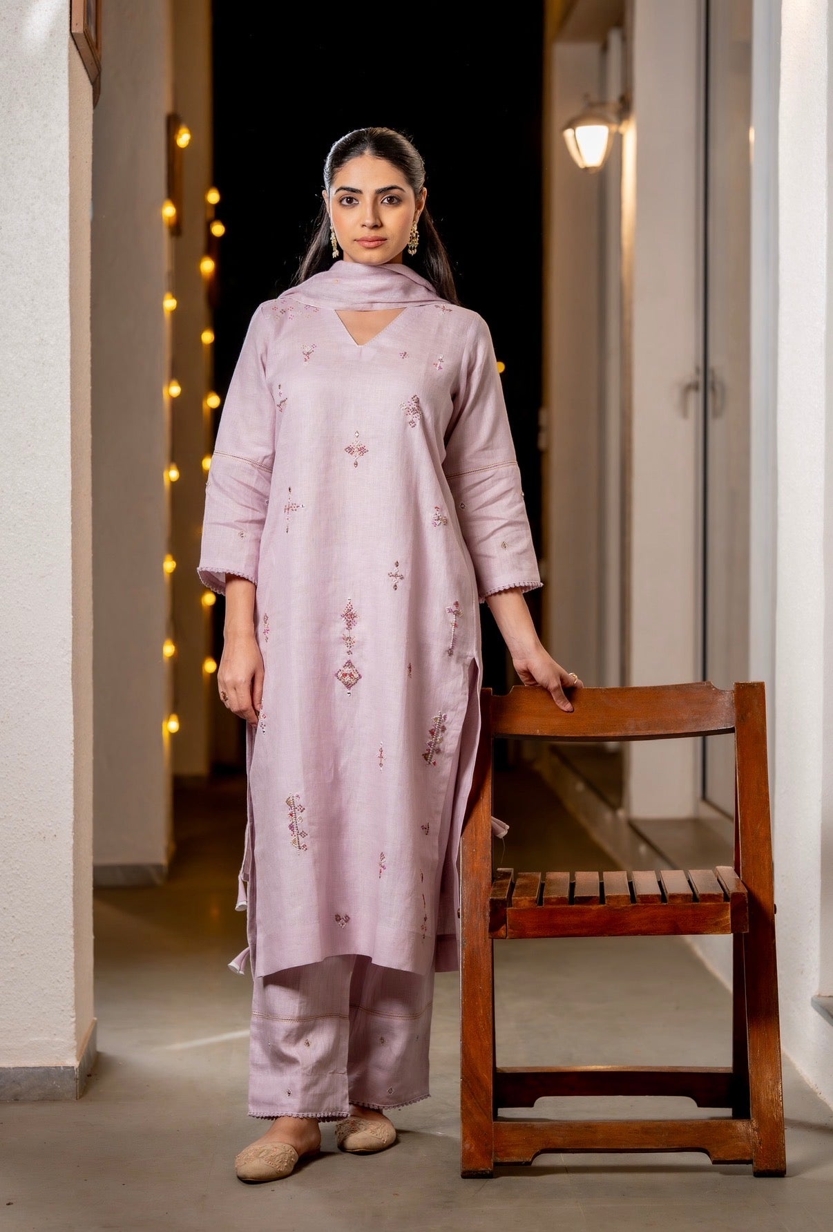 Glossy Lilac Linen Set