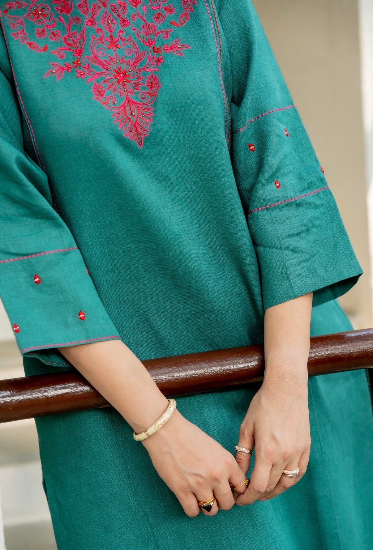 Teal Green Linen Pair