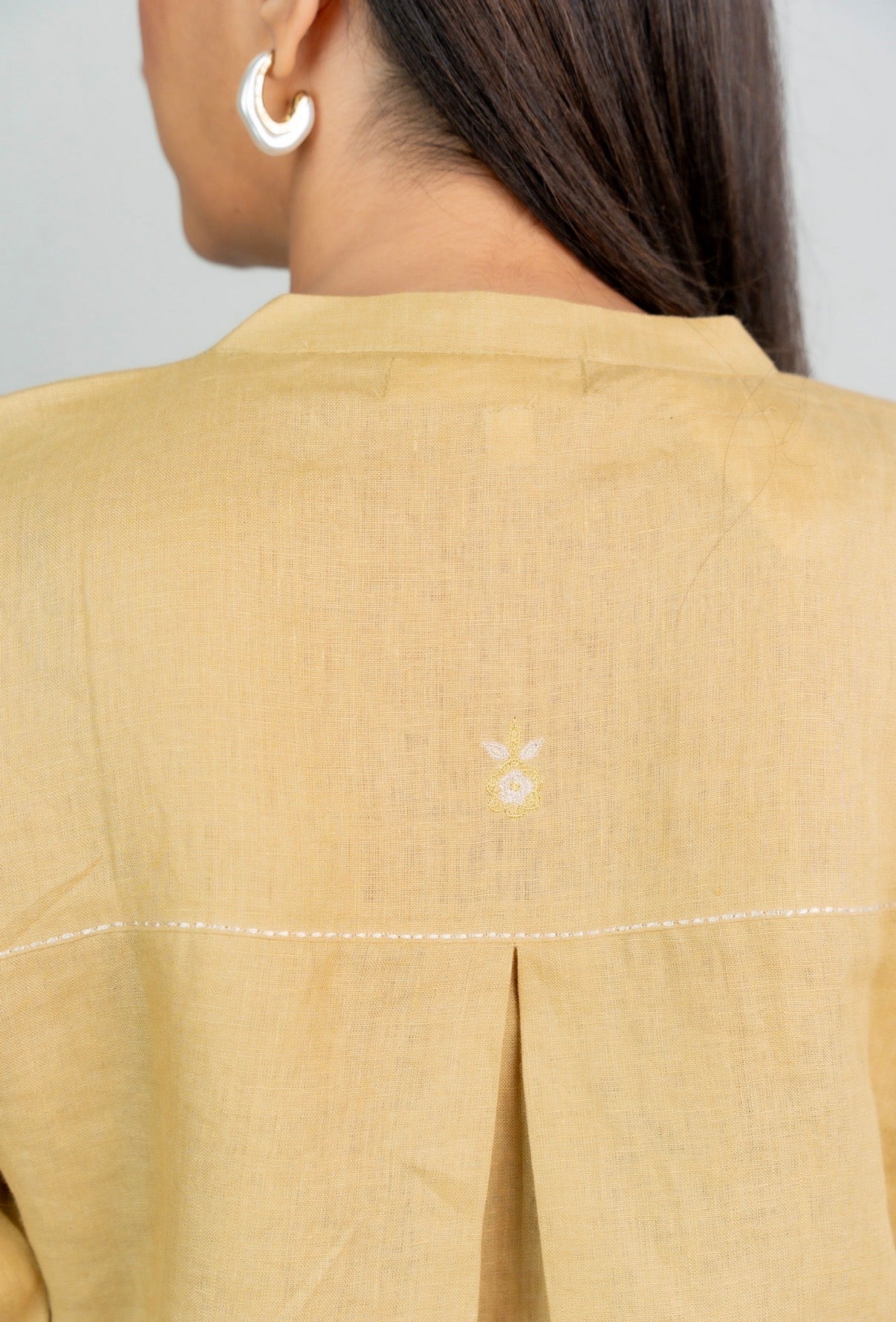 Old Yellow-Ivory Linen Pair