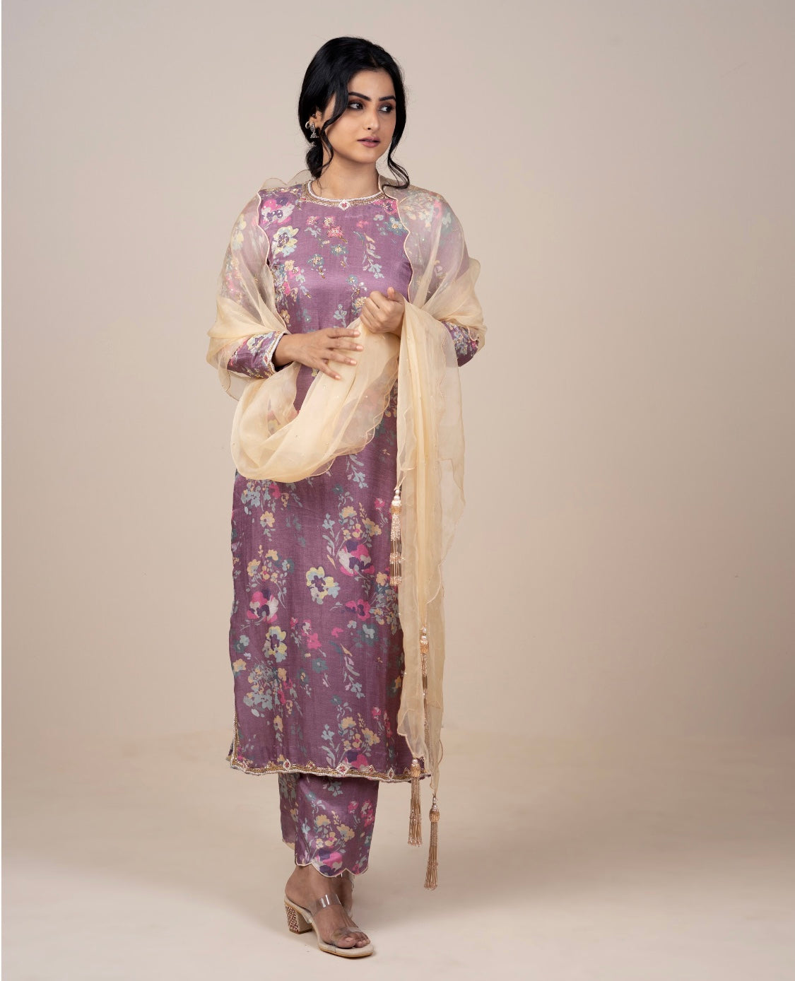 Twilight lavender Silk Suit Set - Siara Women