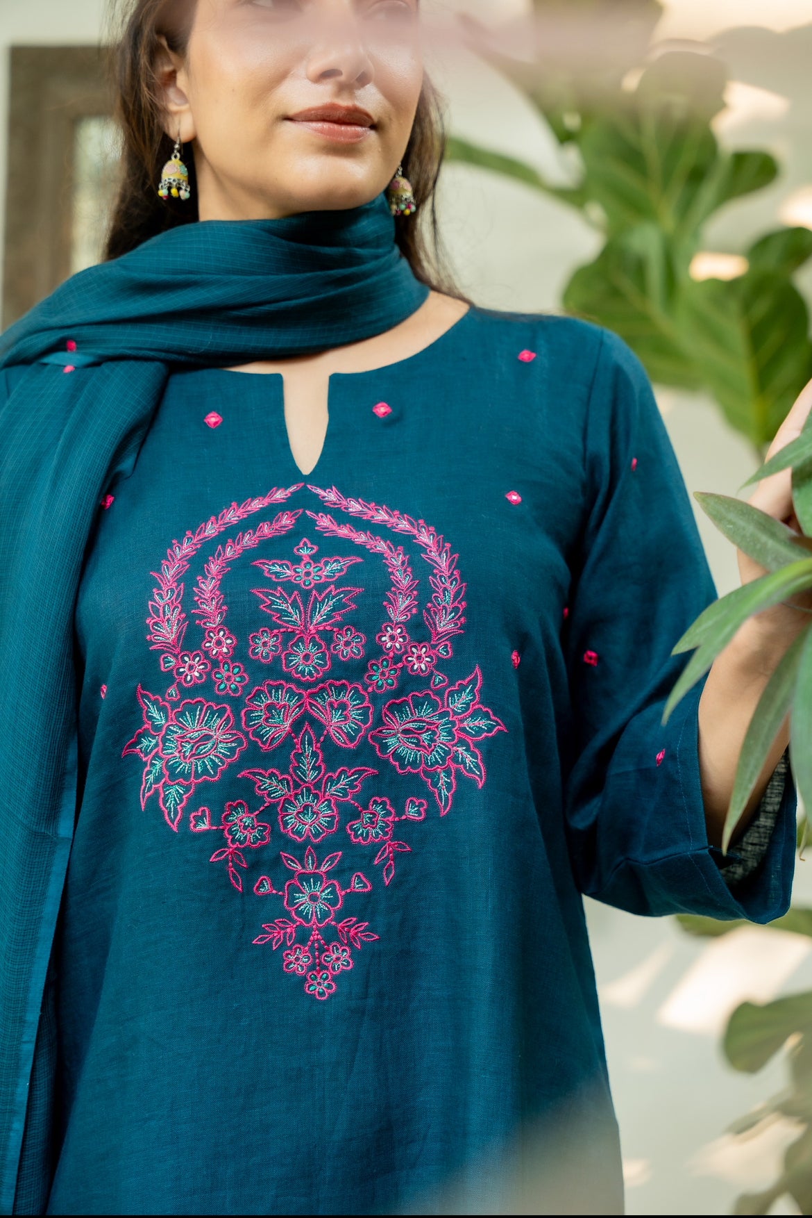 PEACOCK BLUE LINEN SET