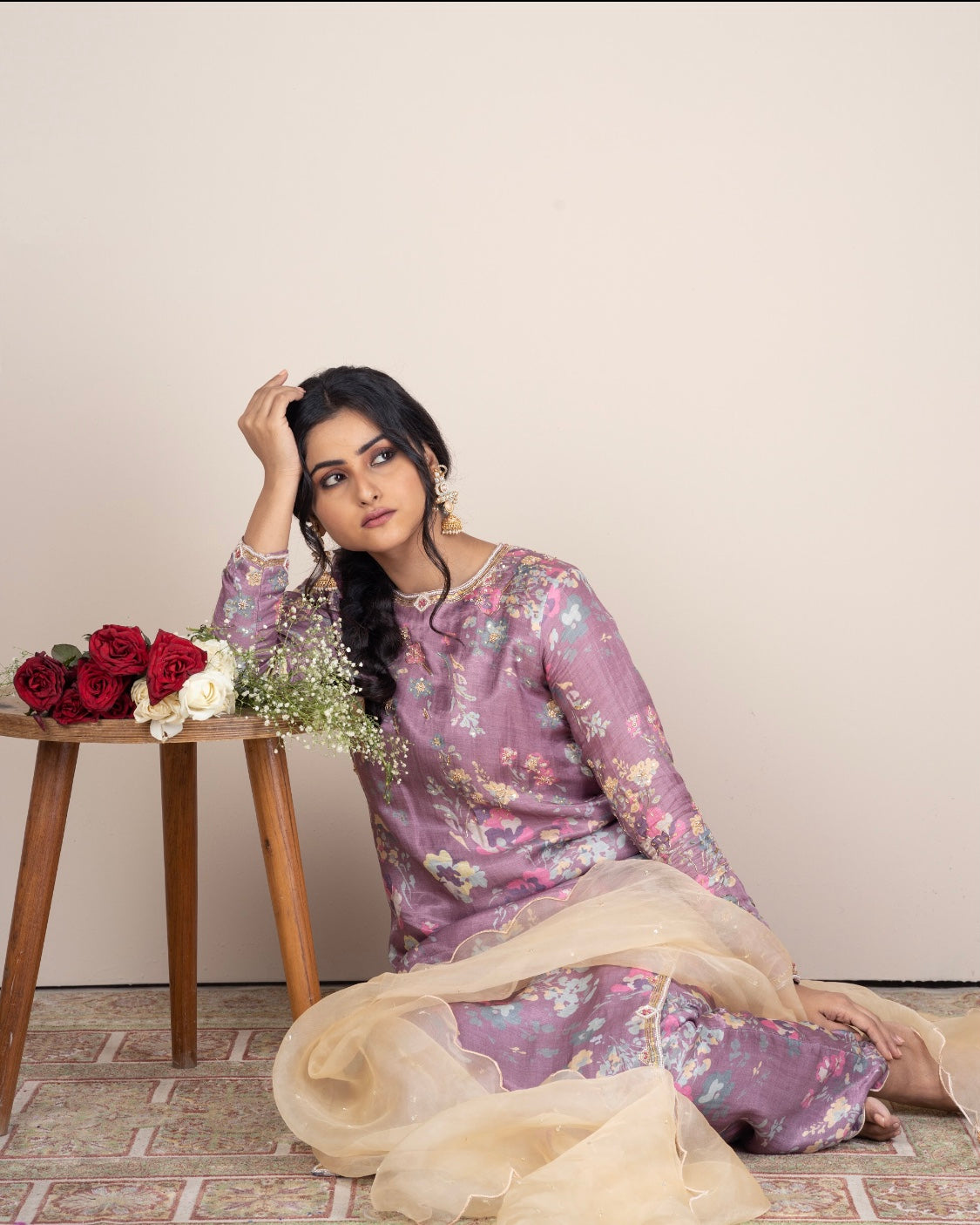 Twilight lavender Silk Suit Set - Siara Women