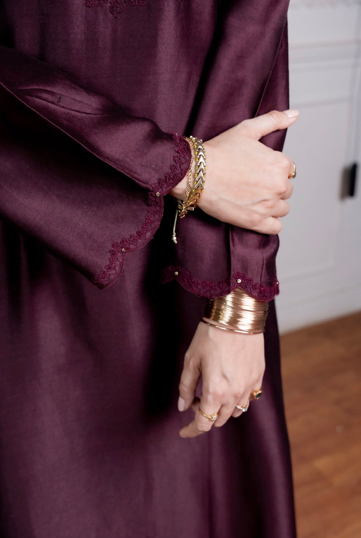 Caramel Brown Chanderi Silk Set