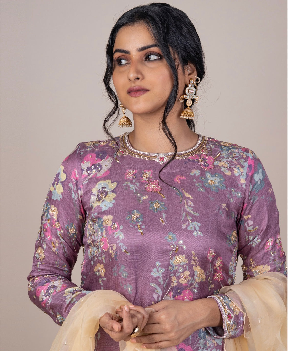 Twilight lavender Silk Suit Set - Siara Women