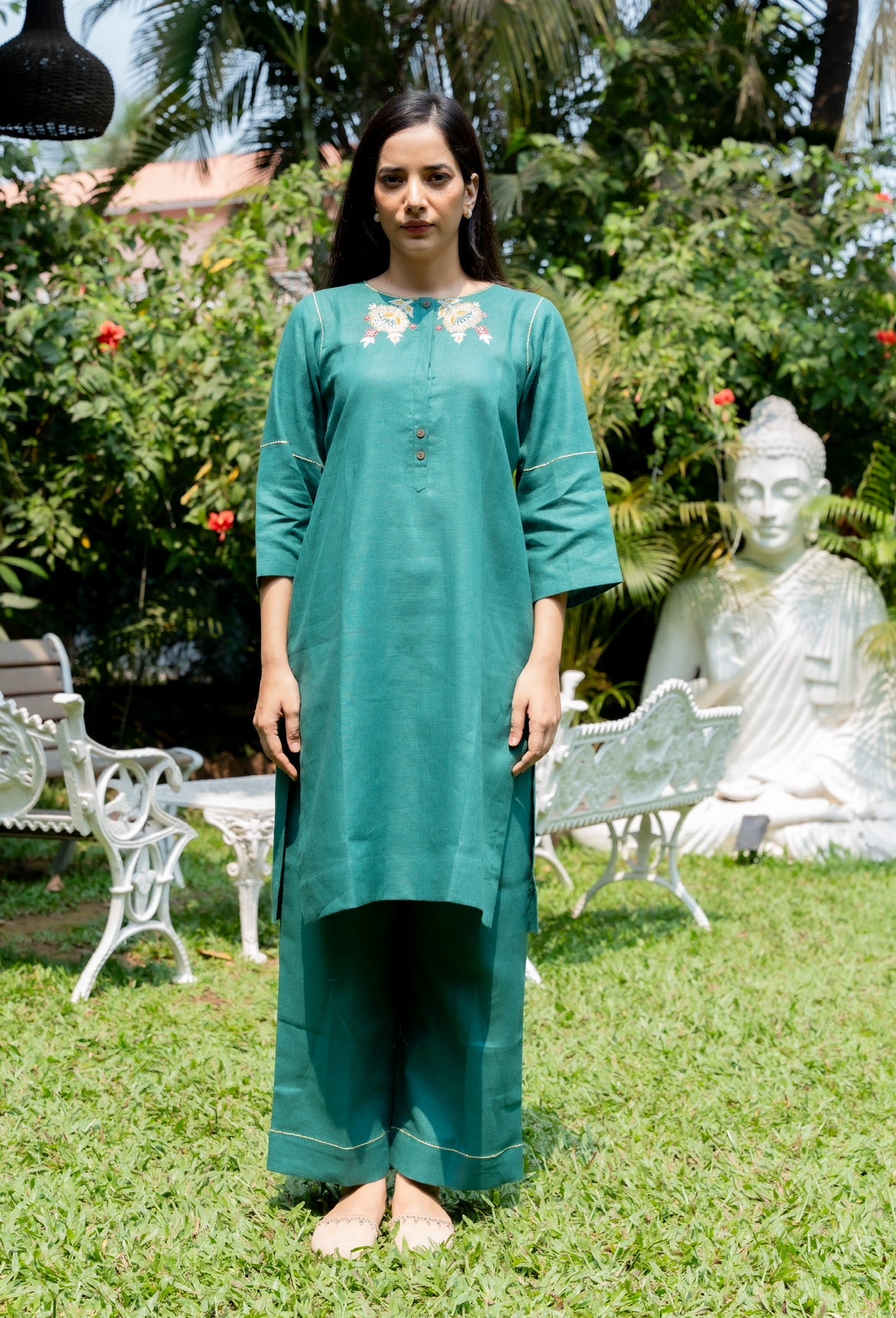 PINE GREEN LINEN PAIR