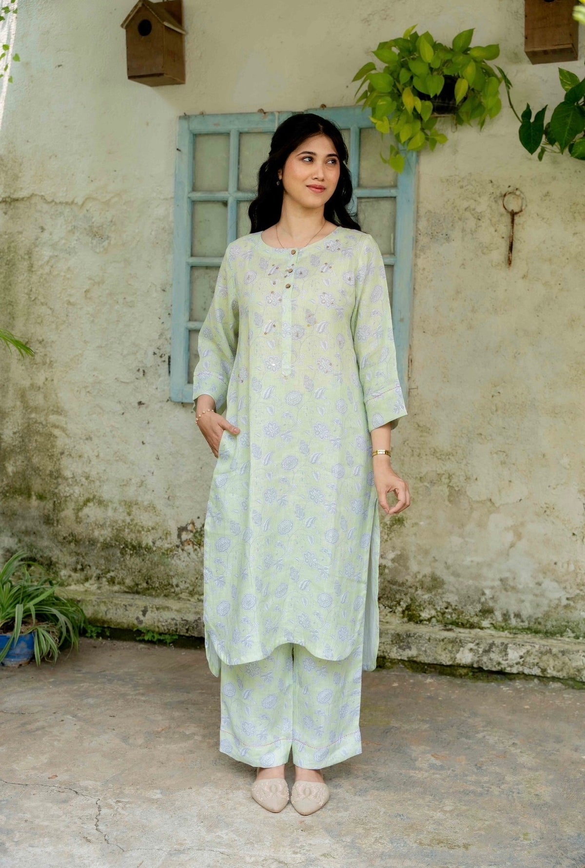Seaform Green Linen Pair