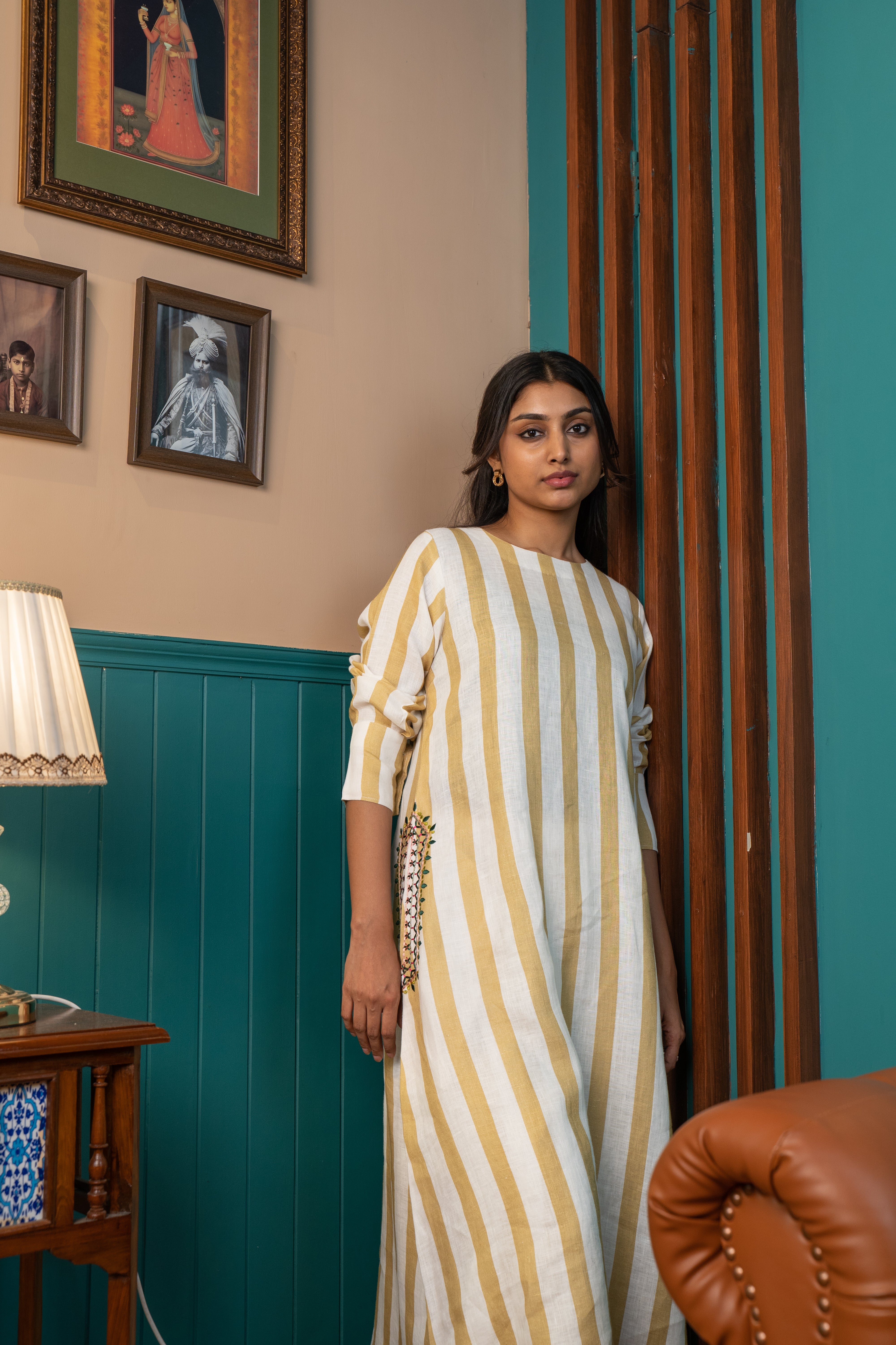 MUSTARD STRIPE LINEN PAIR