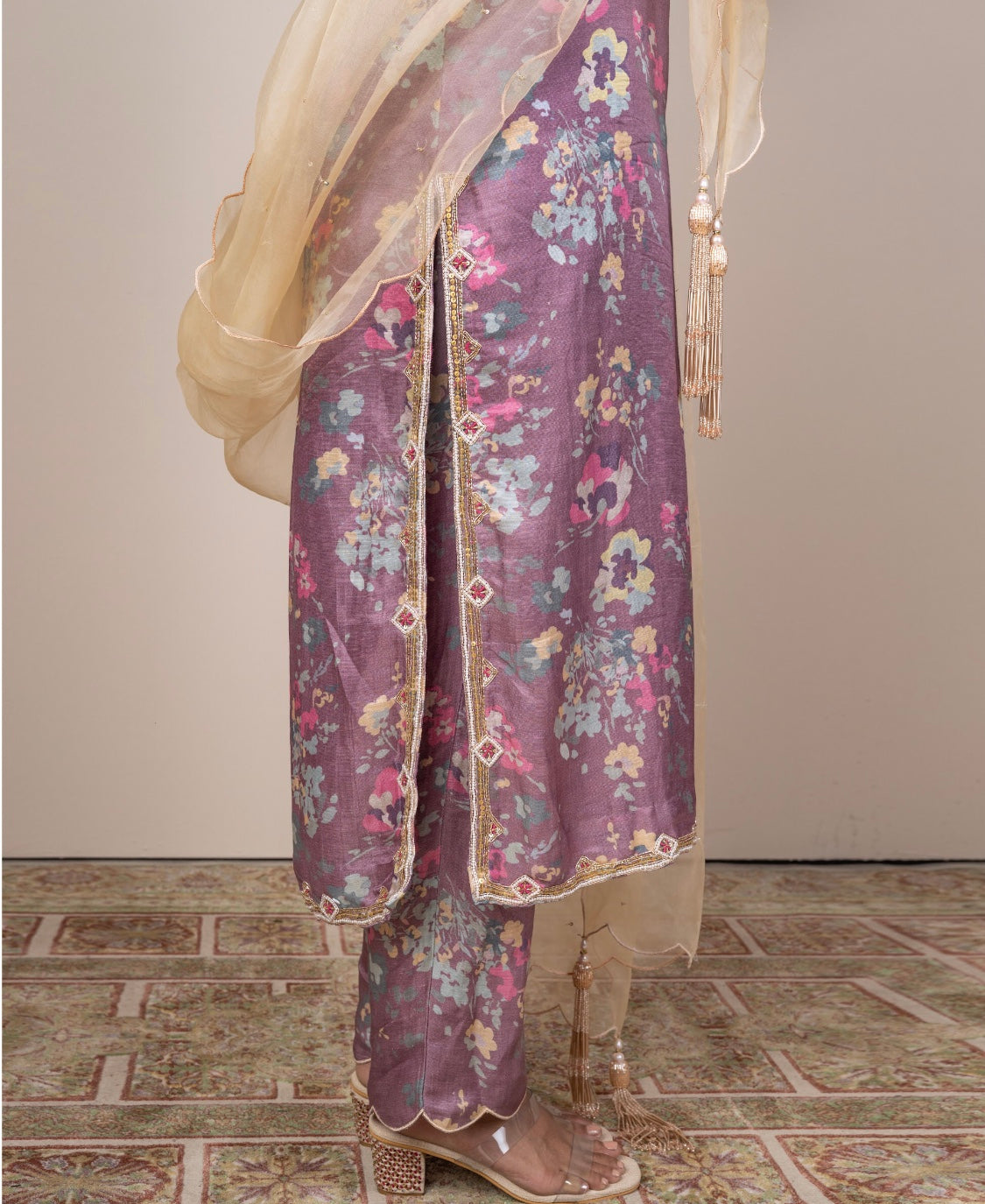 Twilight lavender Silk Suit Set - Siara Women