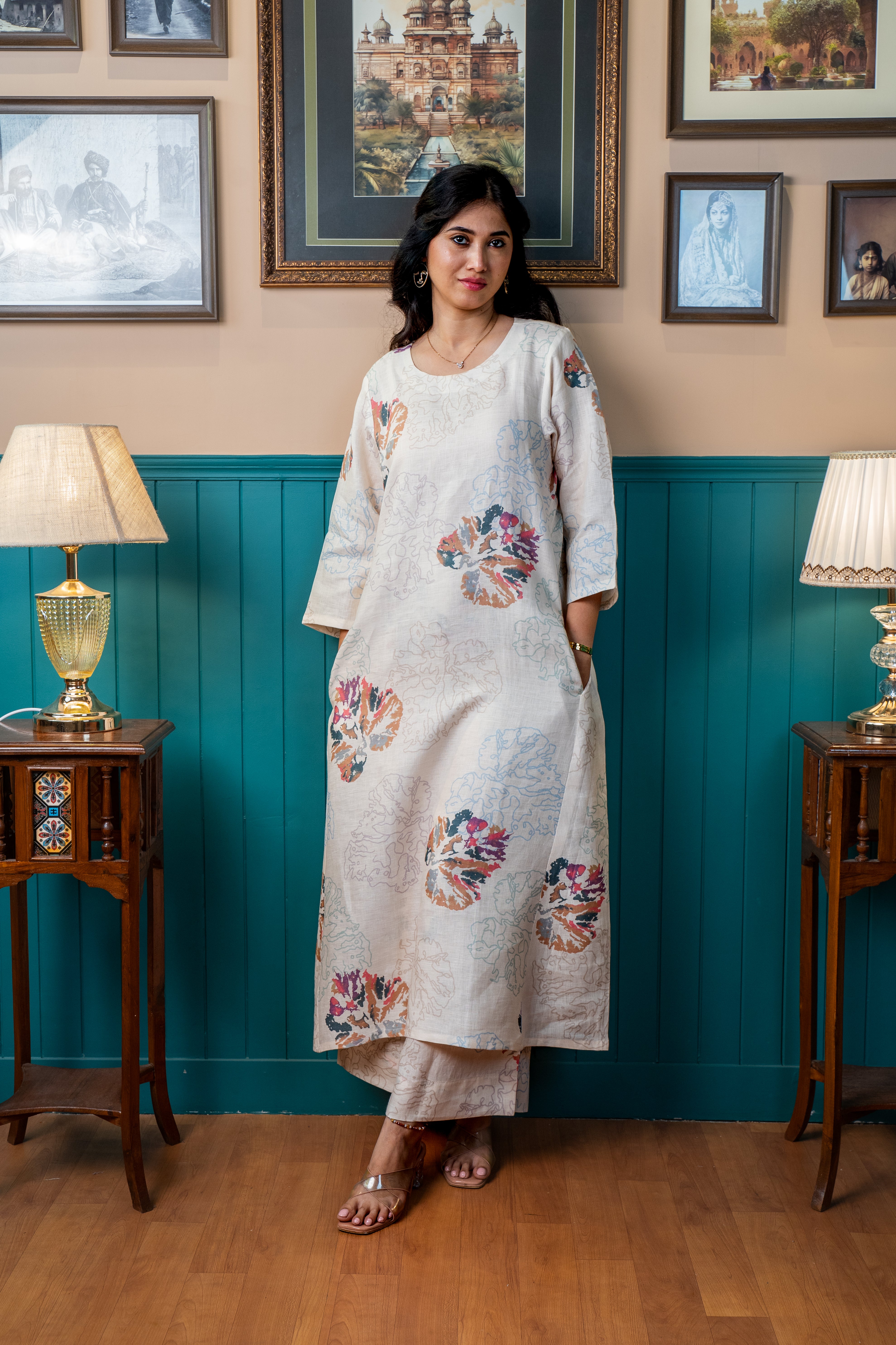 COFFEE CREAM A-LINE LINEN PAIR