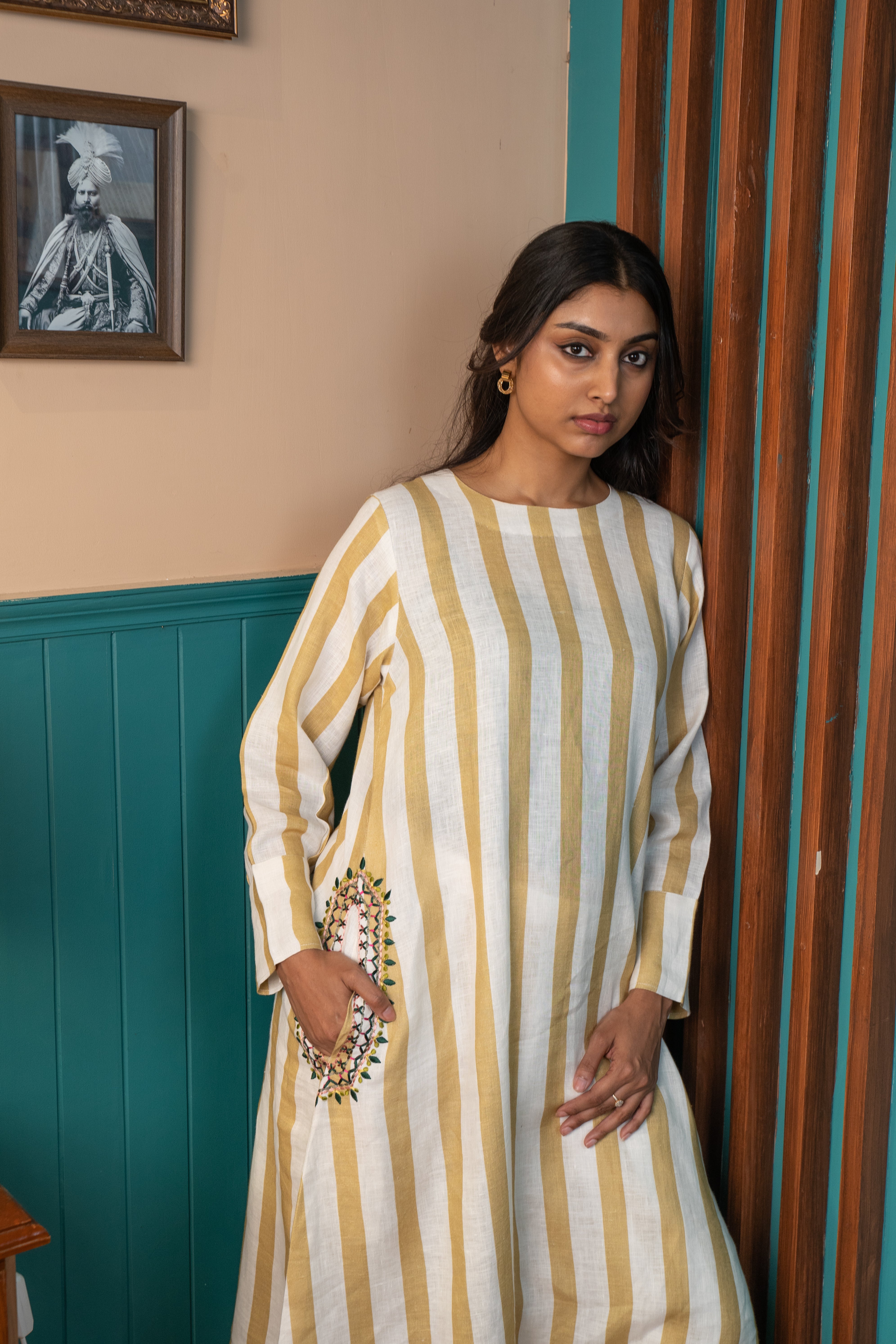 MUSTARD STRIPE LINEN PAIR