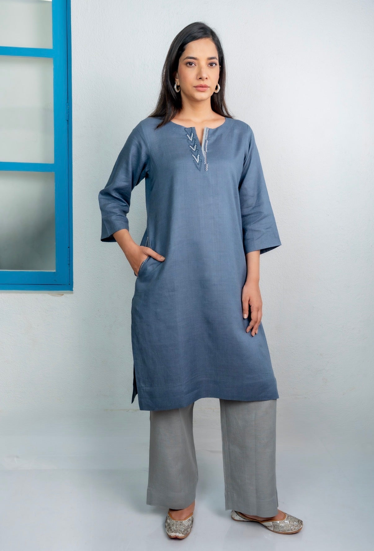 Space Blue-Grey Linen Pair