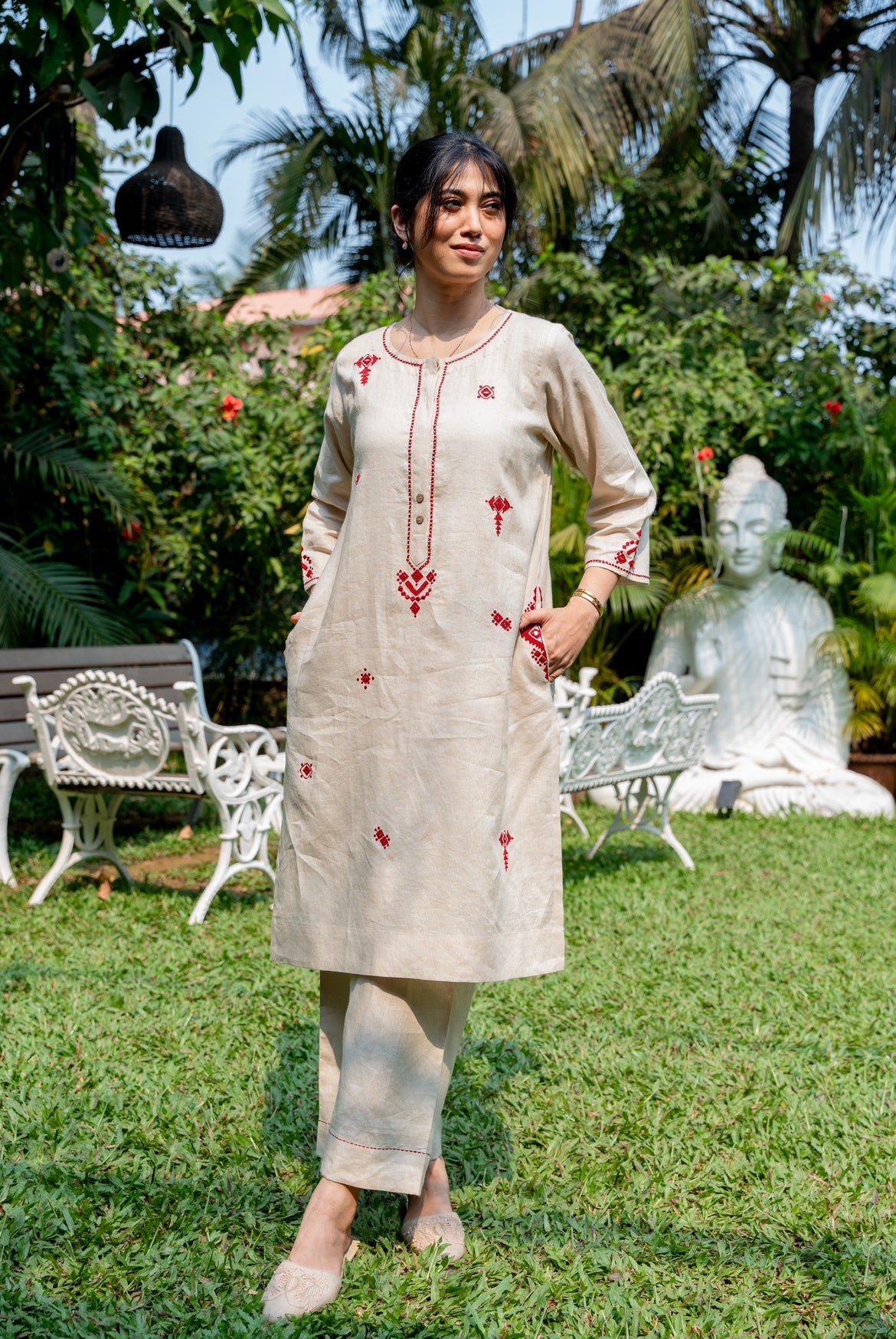 BONE BEIGE LINEN PAIR