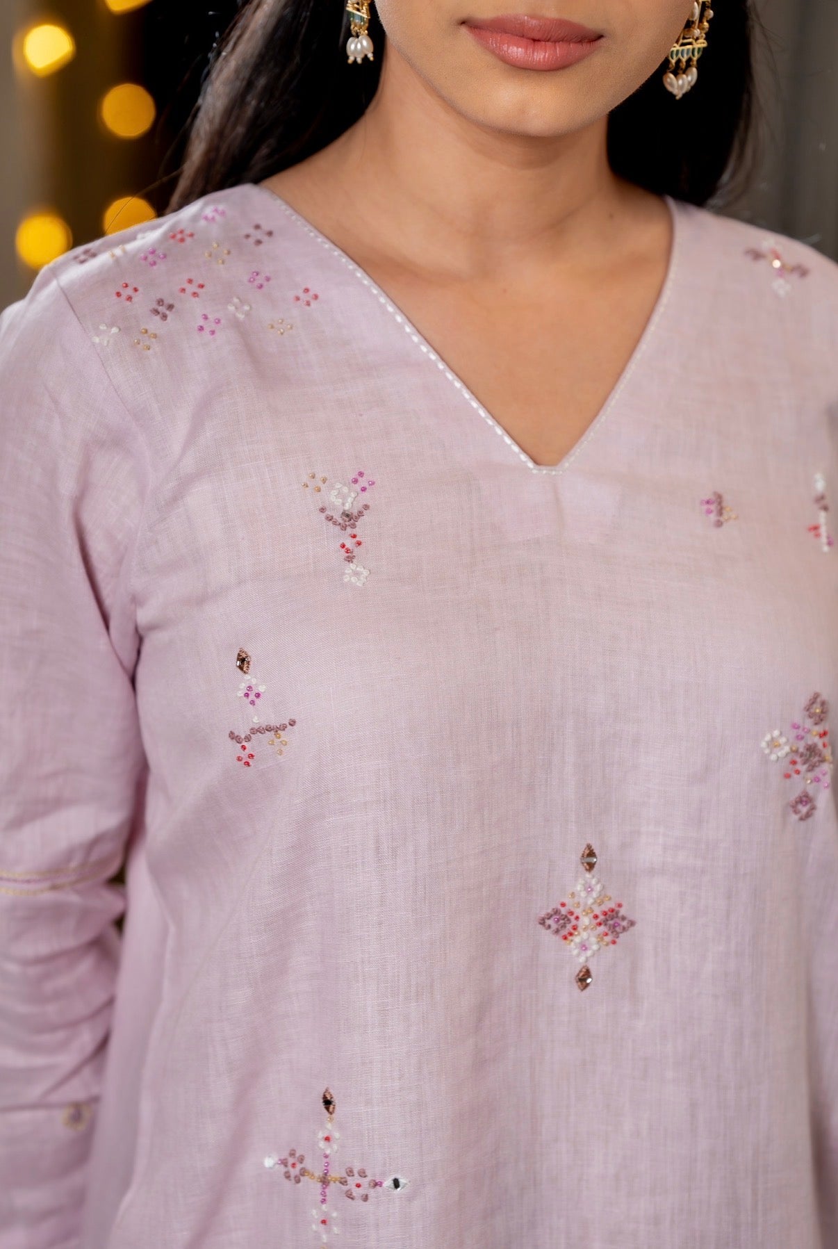 Glossy Lilac Linen Set