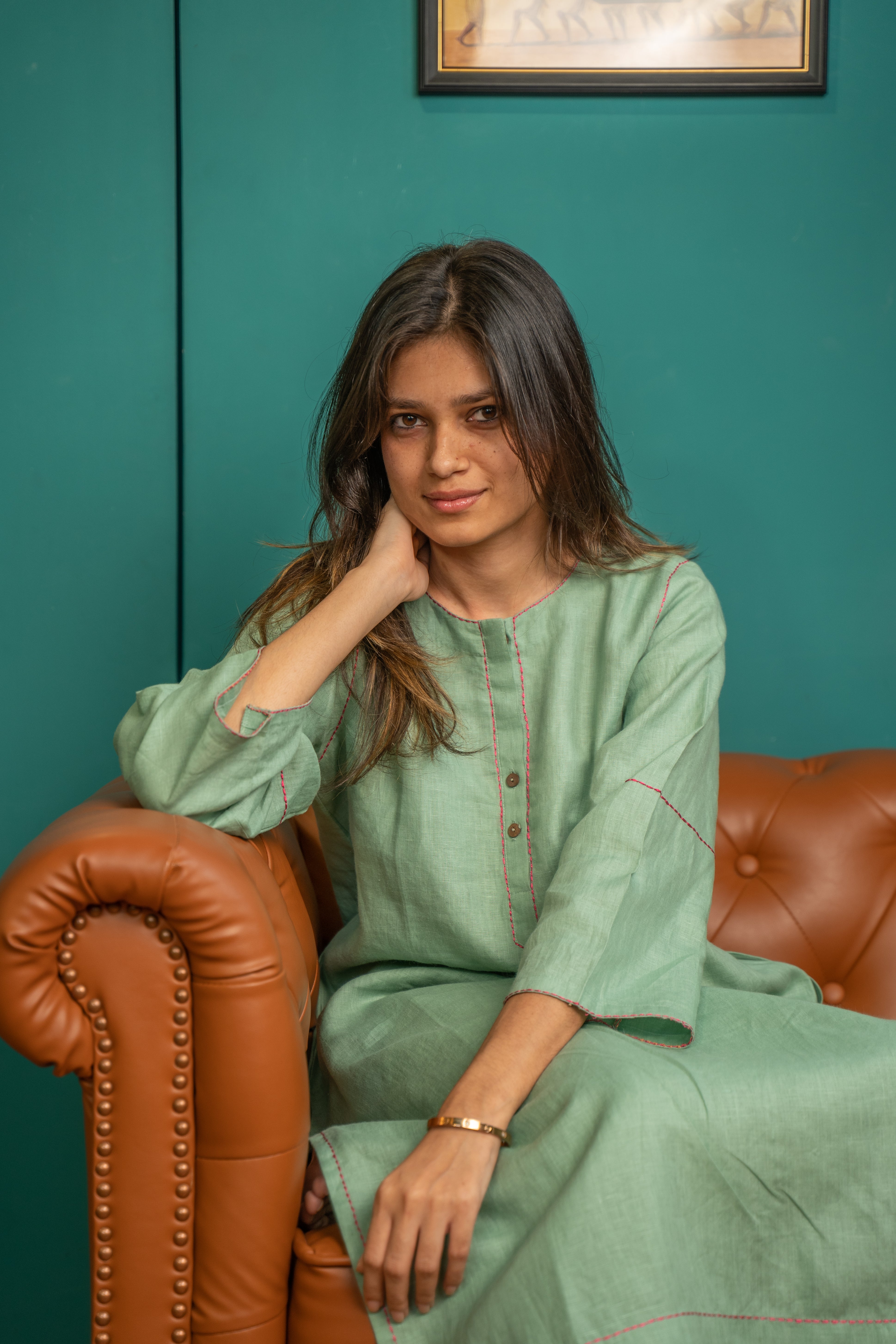 GREEN SAGA LINEN PAIR