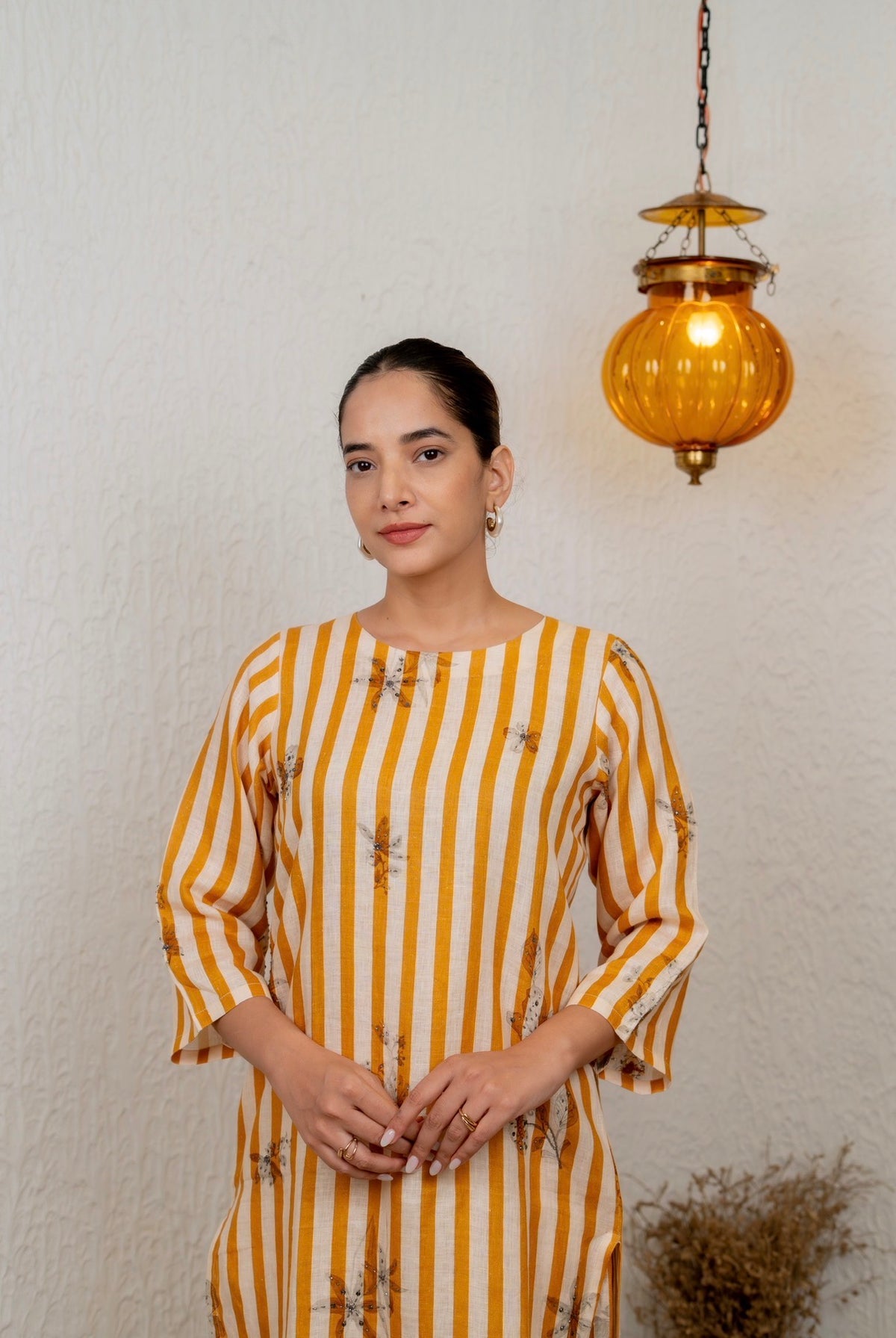 Stripe Tribe Mustard Linen Pair