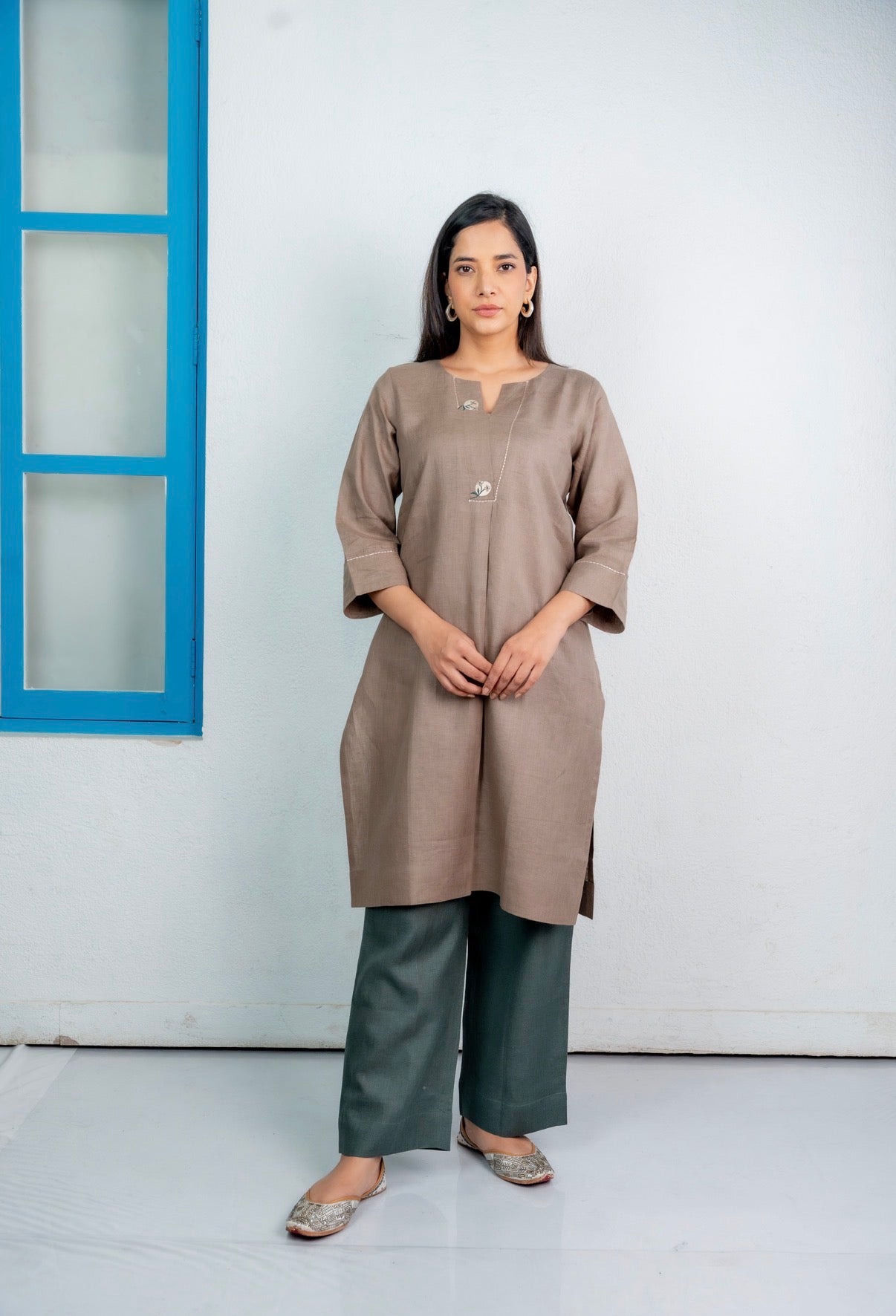 Taupe-Green Linen Pair