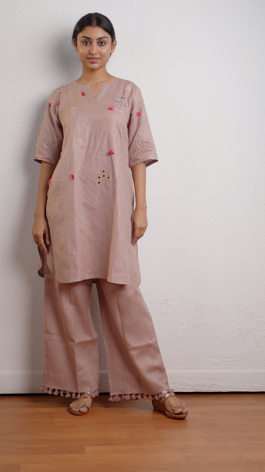 ROSE TAUPE LINEN KURTA PANT