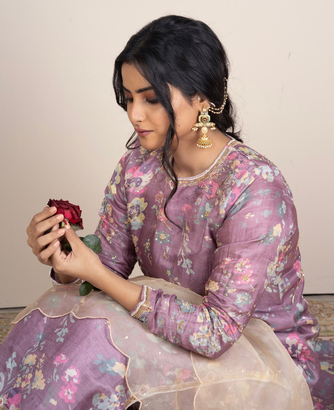 Twilight lavender Silk Suit Set - Siara Women