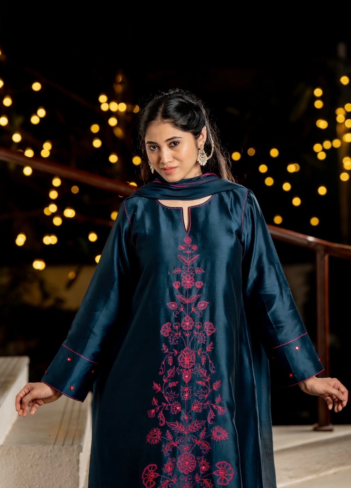 Ocean Blue Chanderi Silk Set