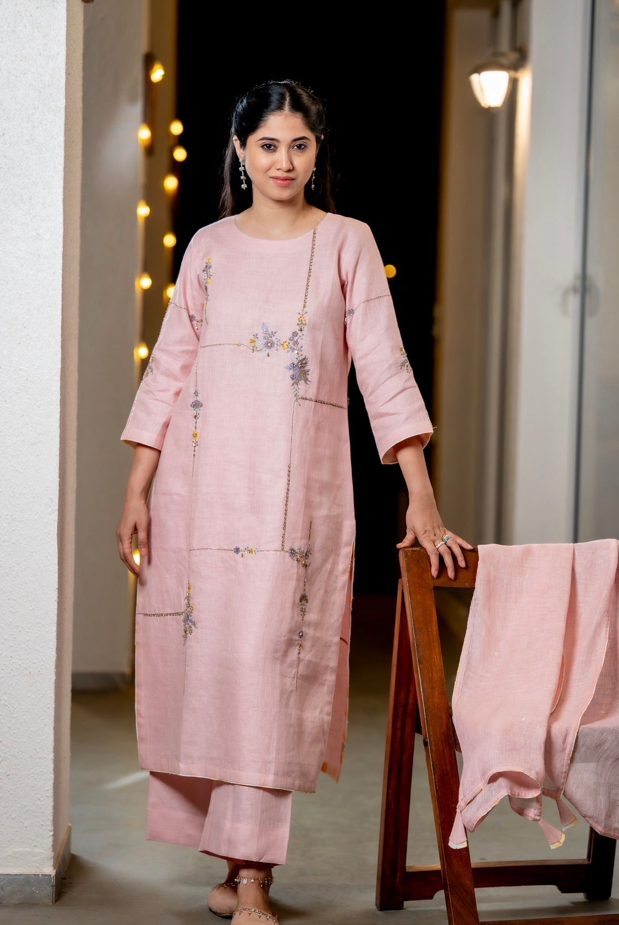 Pink Pearl Linen Set