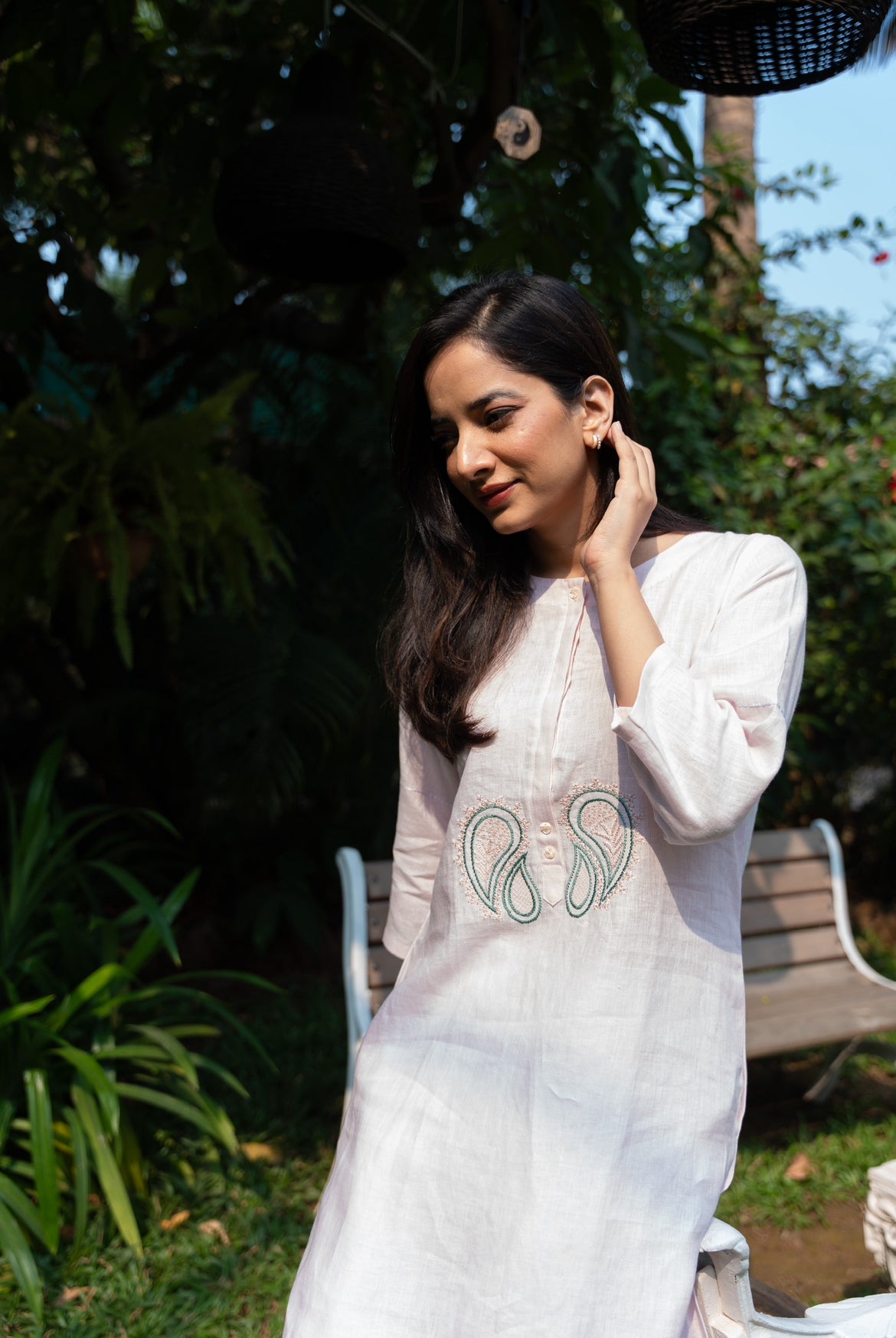 PASTEL PINK-WHITE LINEN PAIR