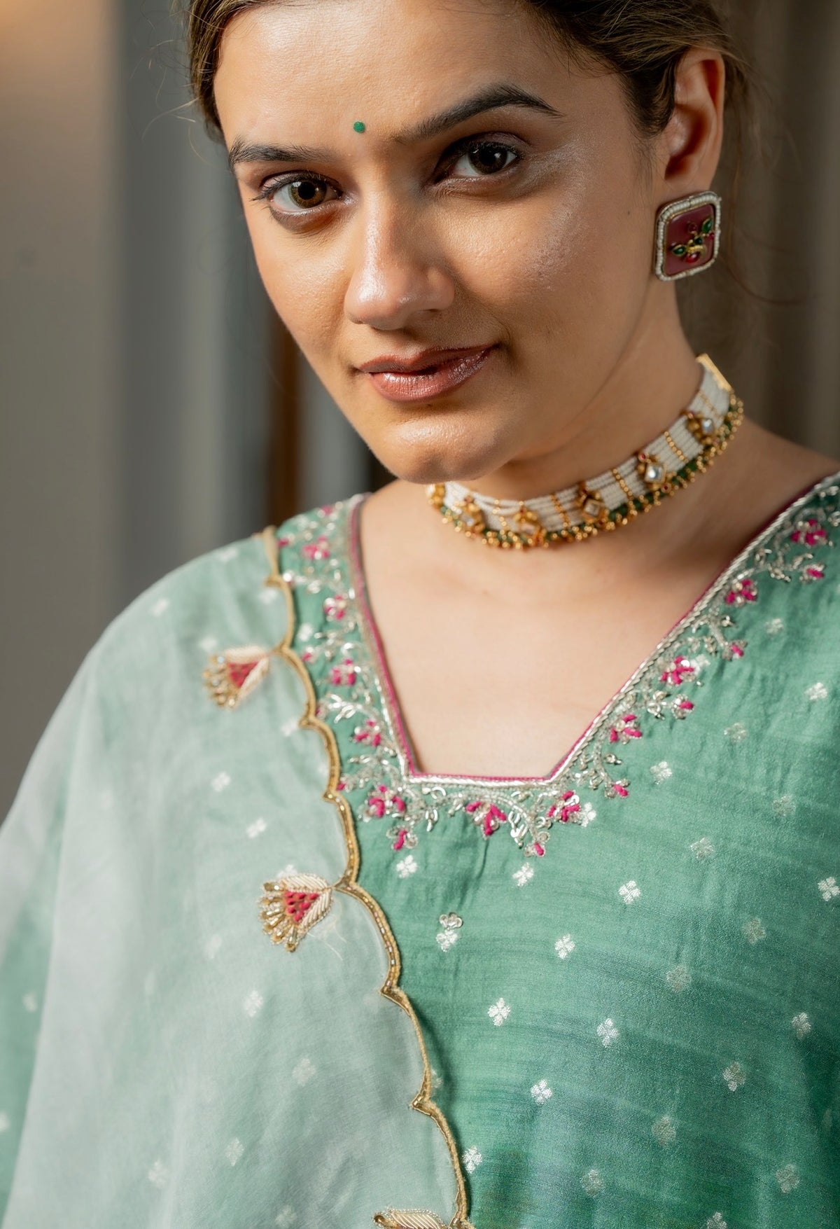 Fern Green Moonga Silk Set