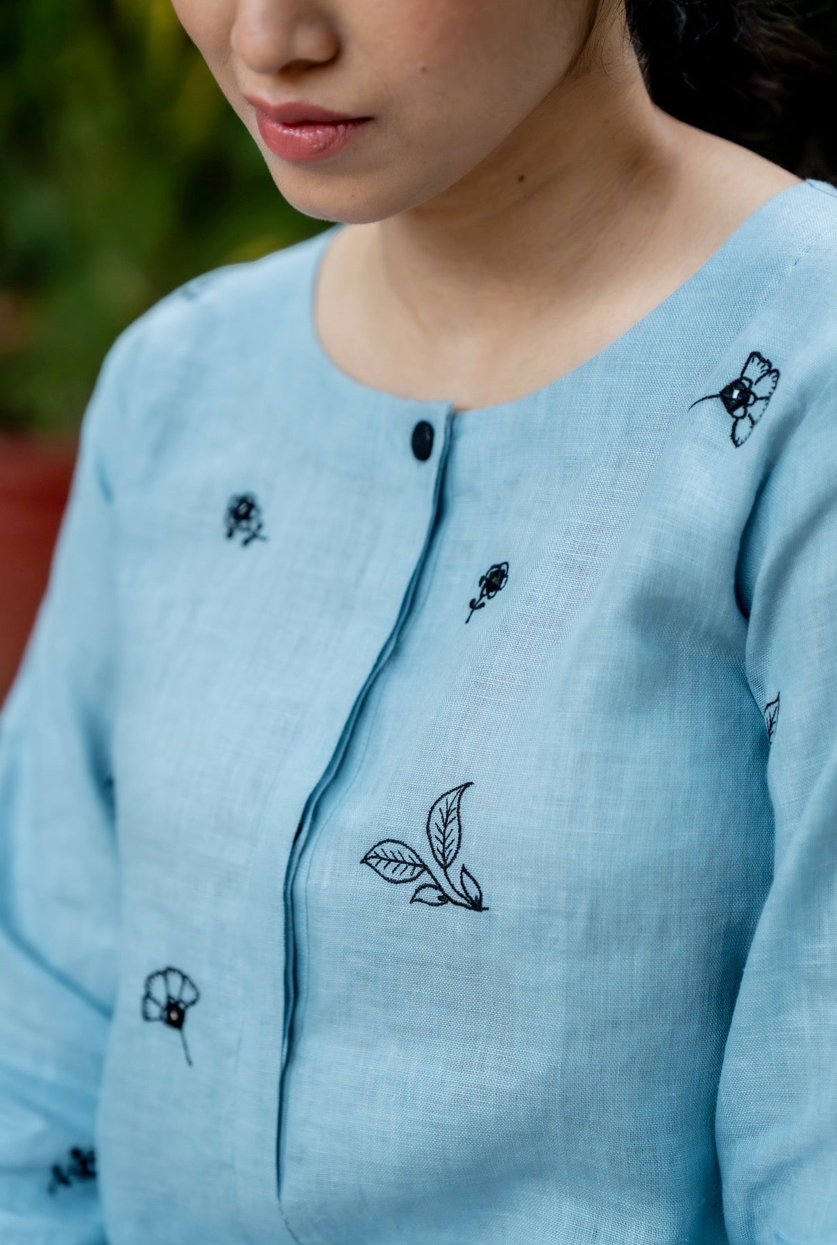 Azure Blue-Black Linen Pair