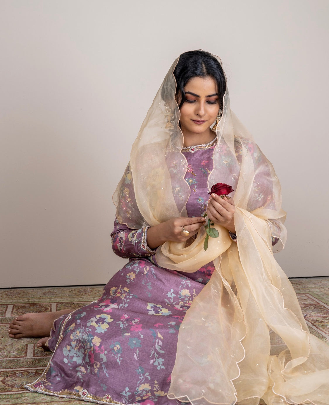 Twilight lavender Silk Suit Set - Siara Women