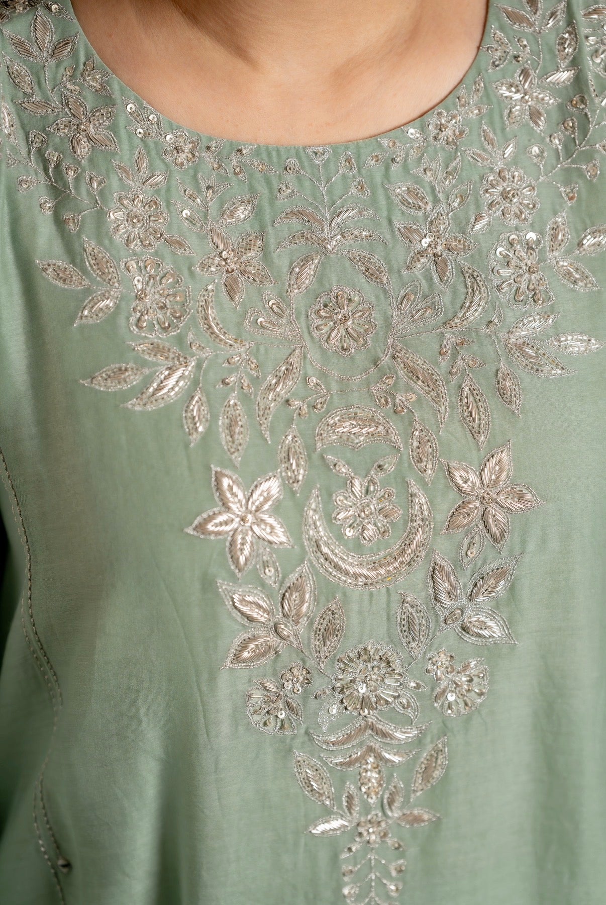 Pale Green Chanderi Silk Set