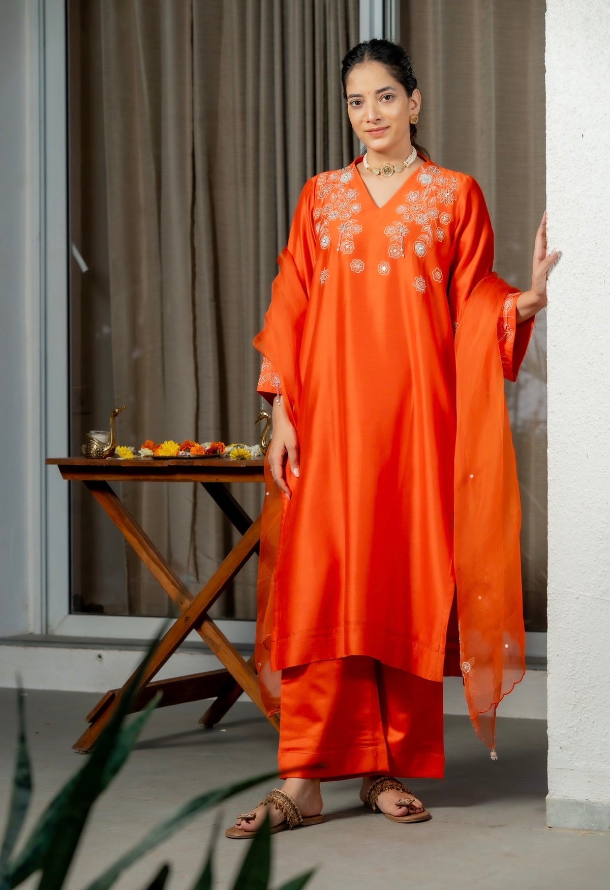 Tangerine Orange Kora Silk Set