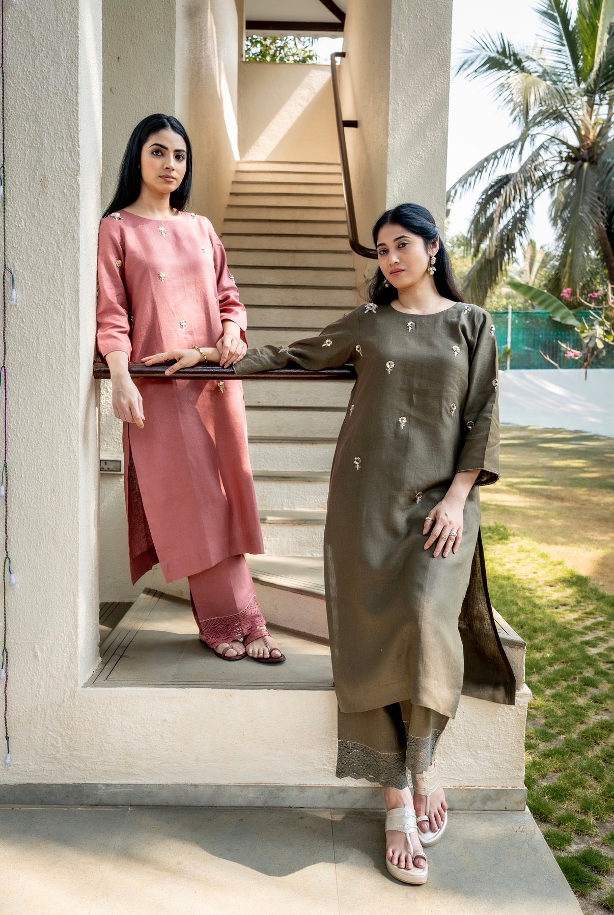 Jade Army Green Linen Set