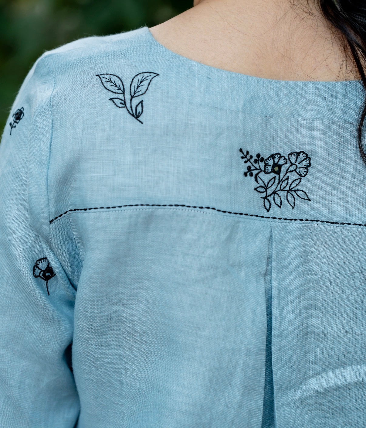 Azure Blue-Black Linen Pair