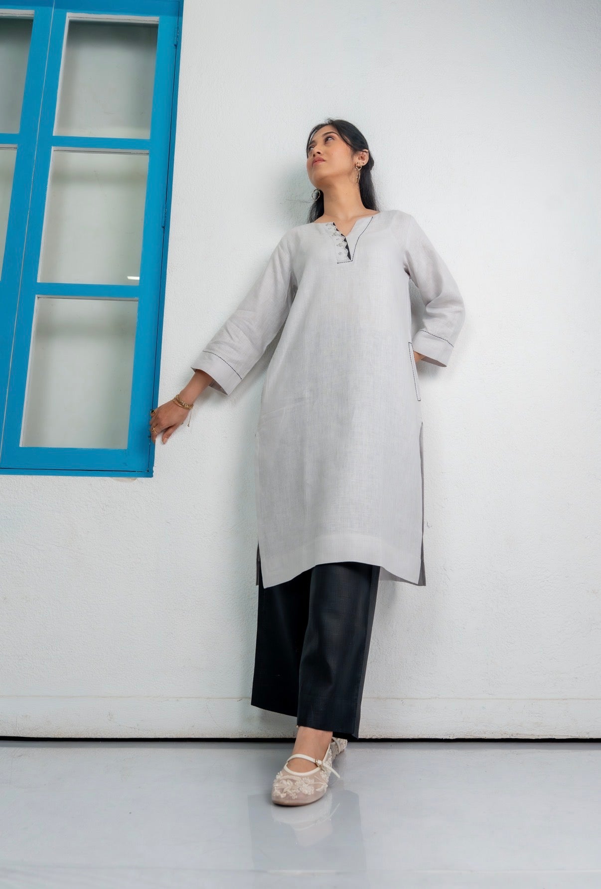 ICE GREY-BLACK LINEN PAIR