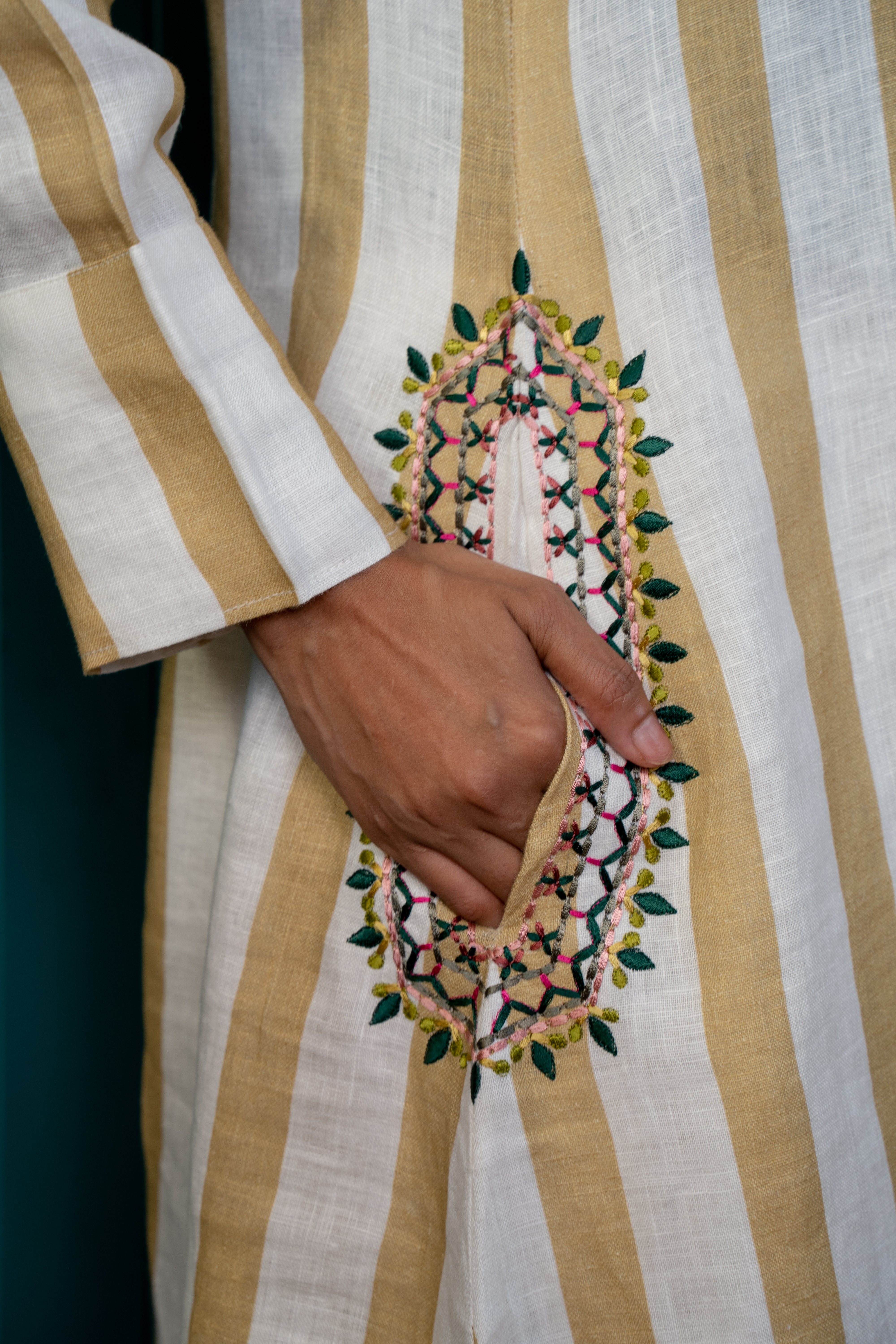 MUSTARD STRIPE LINEN PAIR