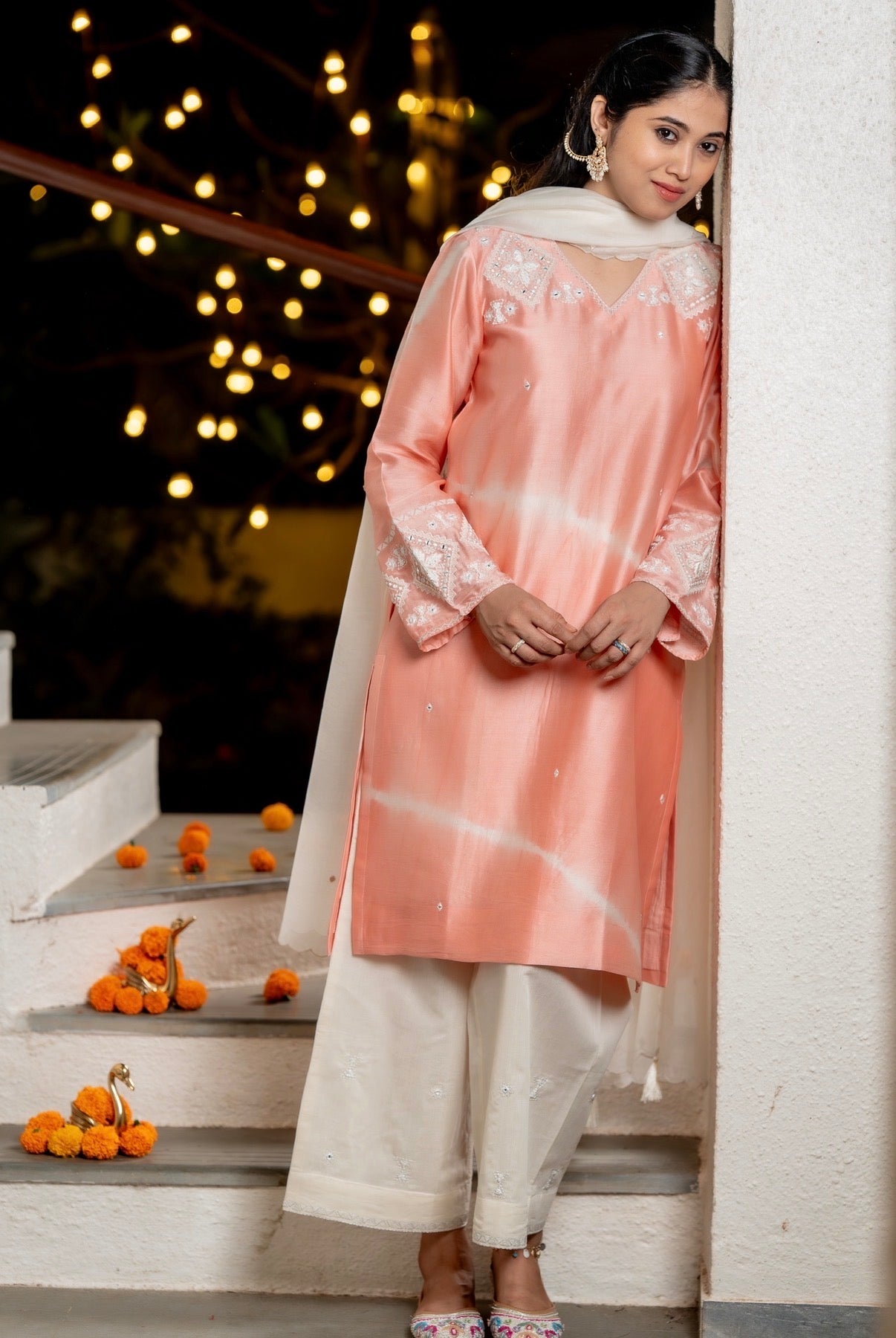 Baby Pink Chanderi Silk Set