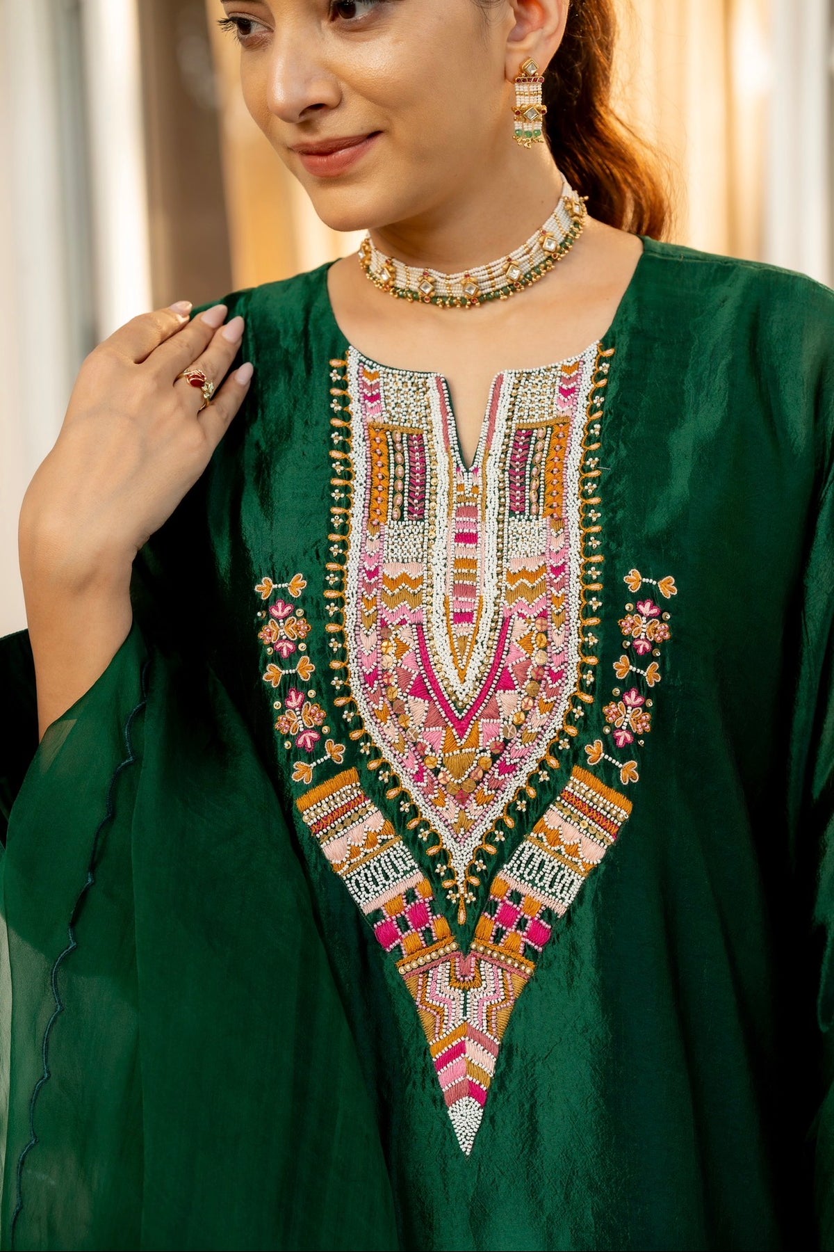 Phthalo Green Kora silk Set