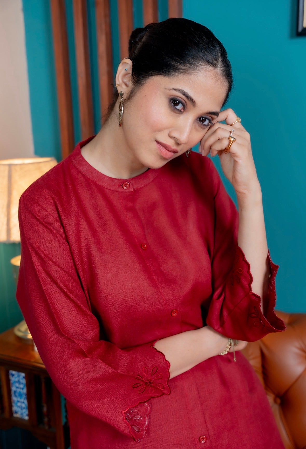 Rose Red Linen Pair