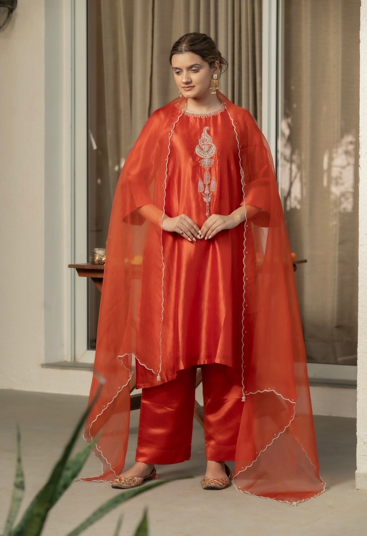 Tan Coral Kora Silk Set