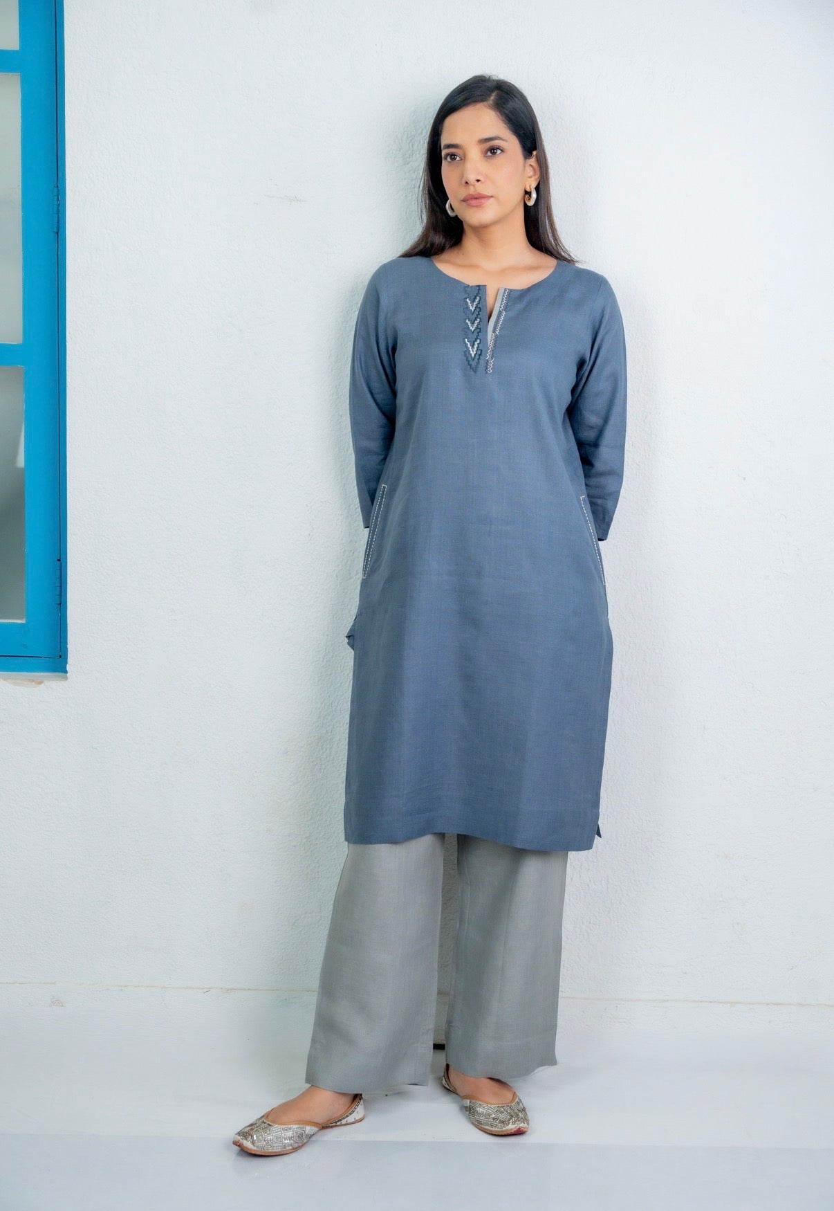 Space Blue-Grey Linen Pair