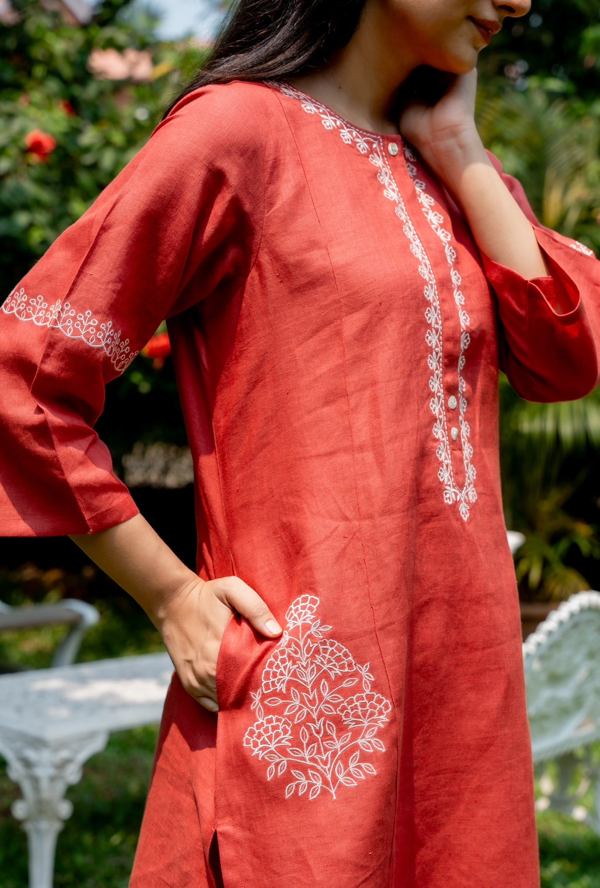 BRICK RED LINEN PAIR